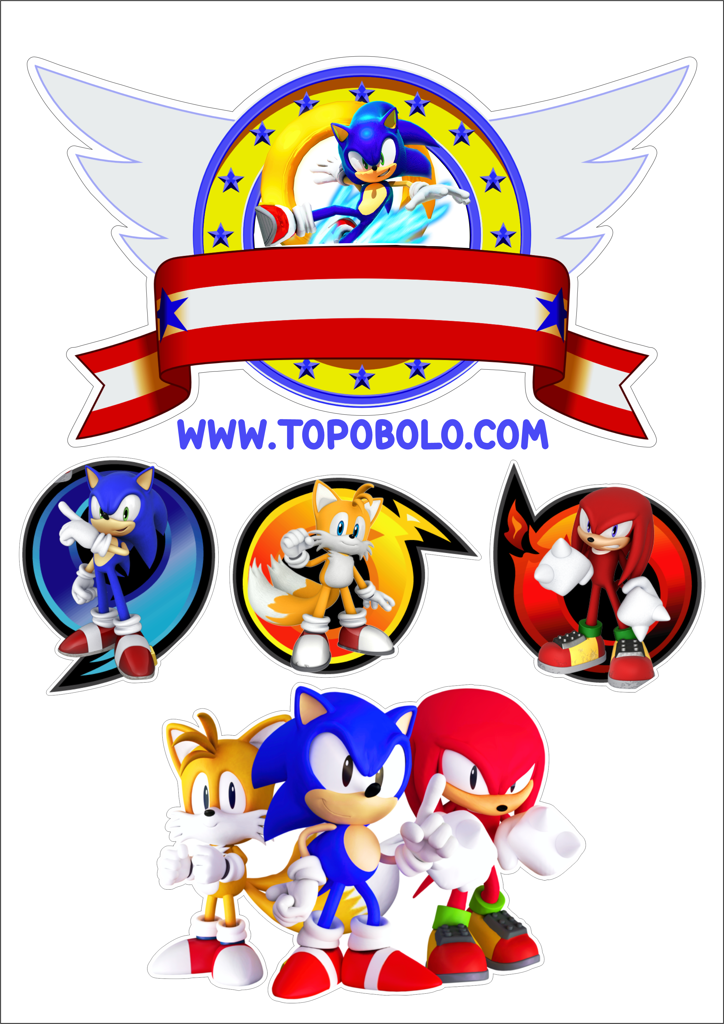 Topo de bolo Sonic The Hedgehog aniversário infantil personagem de games festa pronta png