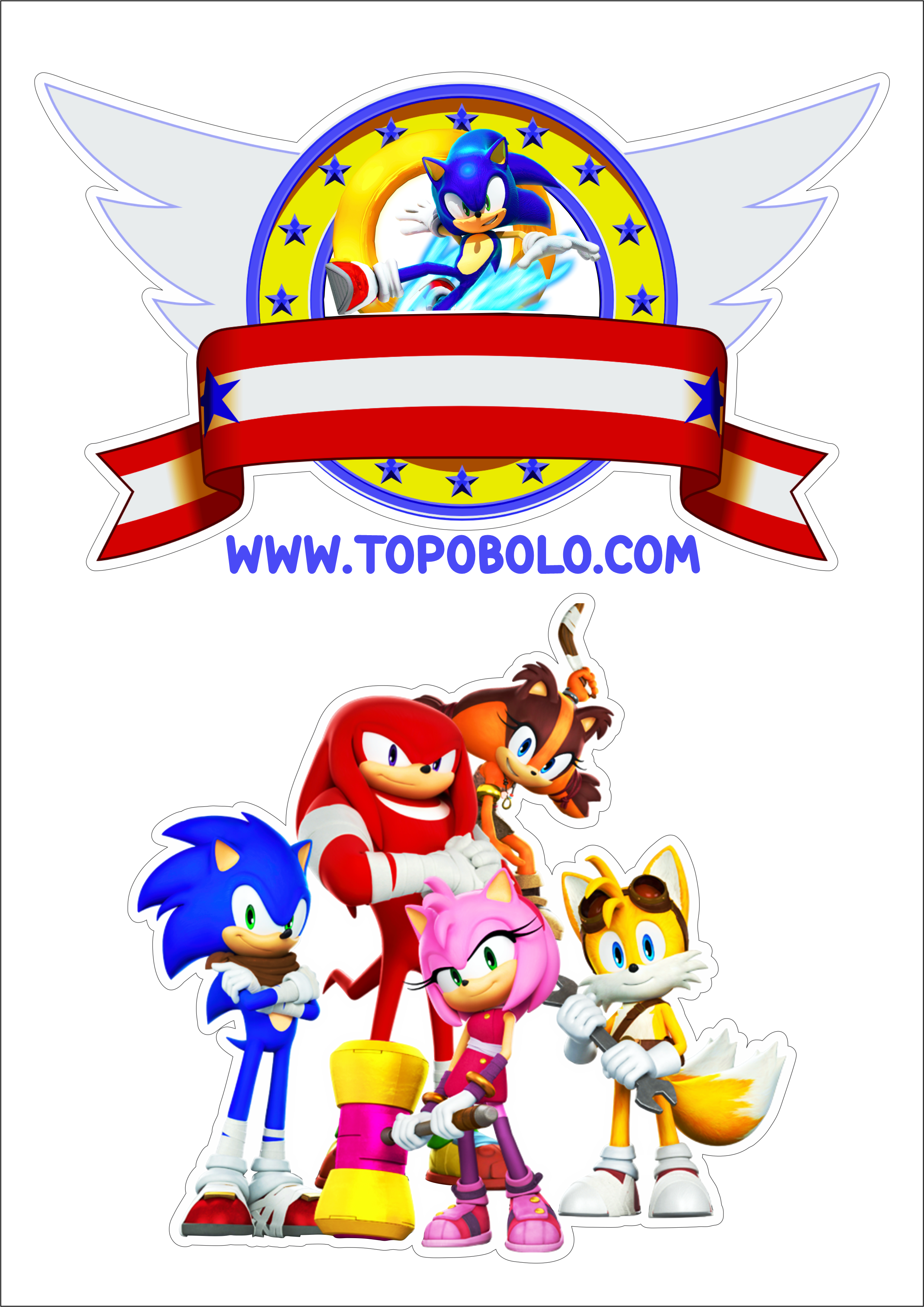 Topo de bolo Sonic The Hedgehog aniversário infantil personagem de games festa pronta renda extra com personalizados free png