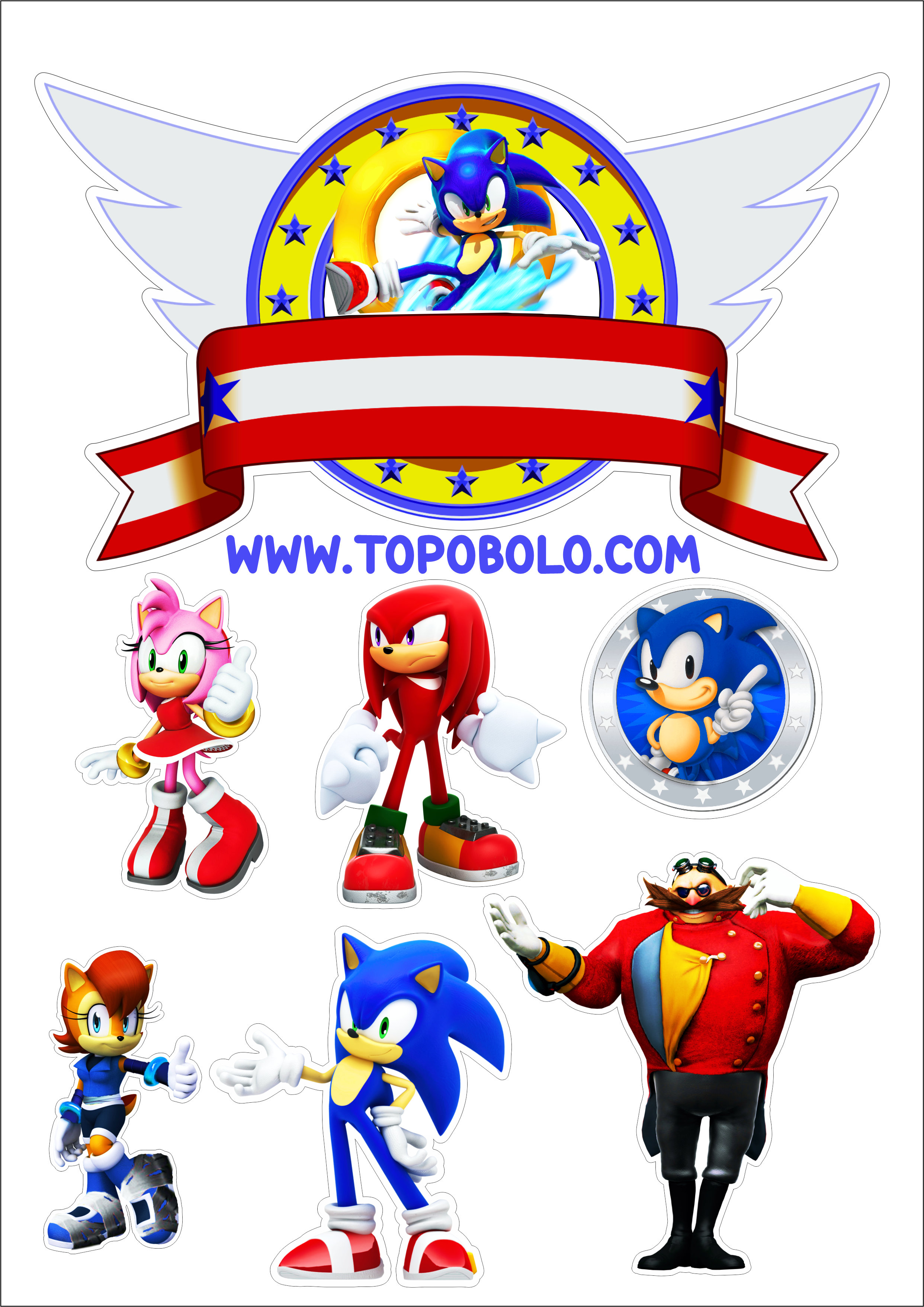 Topo de bolo Sonic The Hedgehog aniversário infantil personagem de games festa pronta renda extra com personalizados free download png