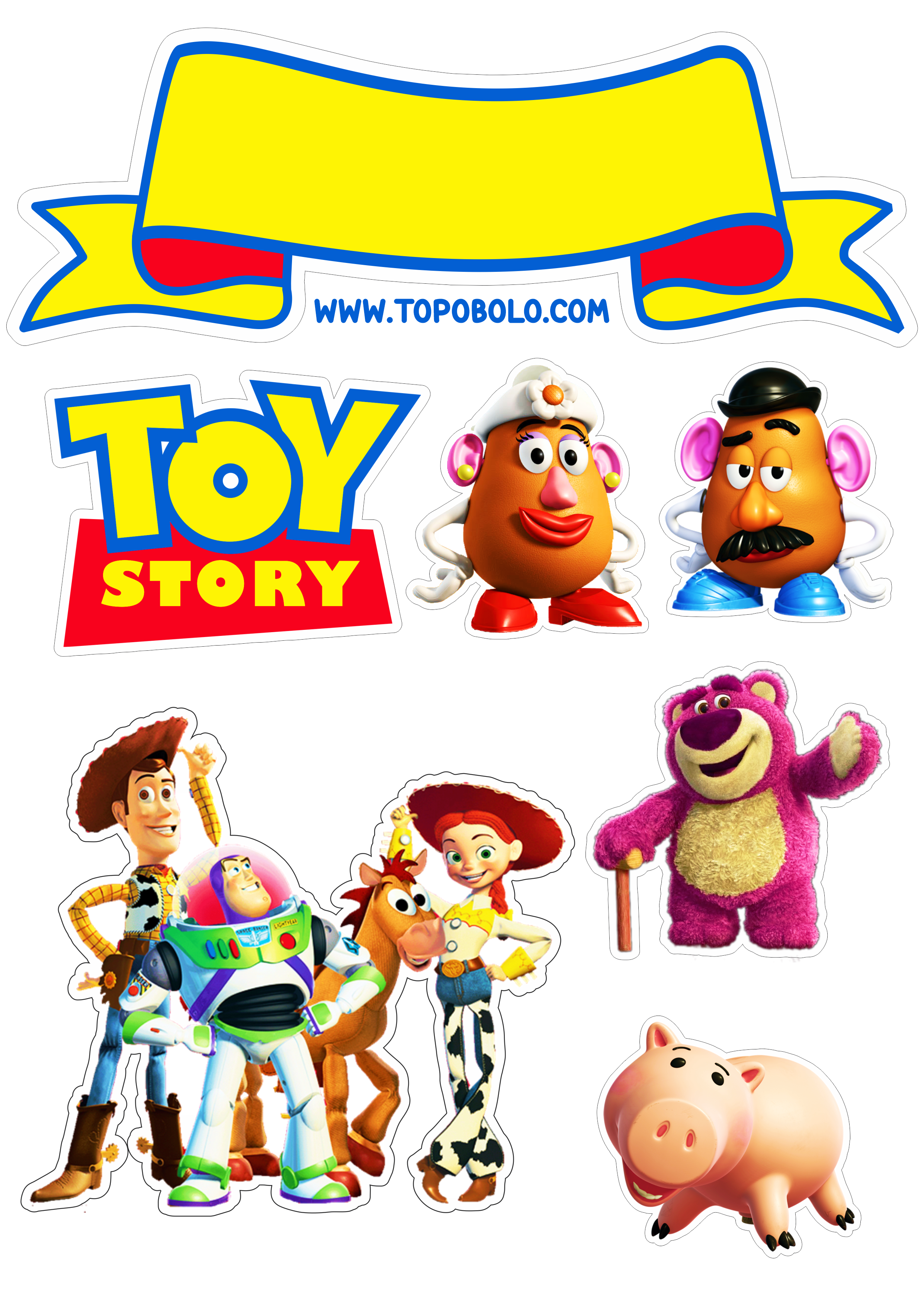 Topo de bolo Toy Story Aniversário infantil decoração para imprimir personagens Disney png