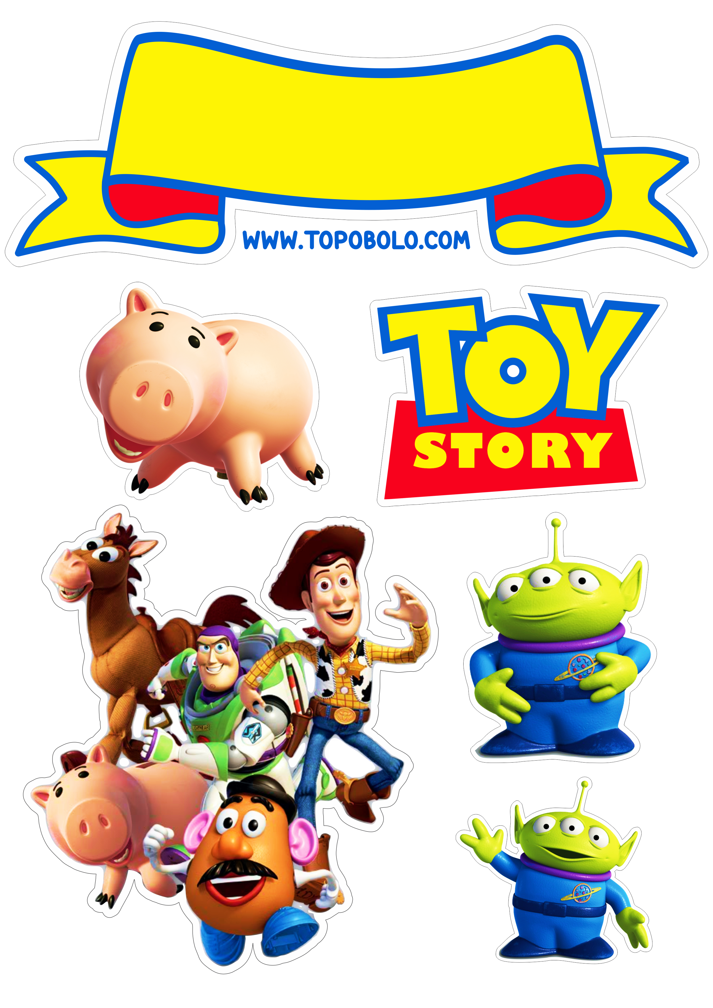 Topo de bolo Toy Story Aniversário infantil decoração para imprimir personagens Disney papelaria png