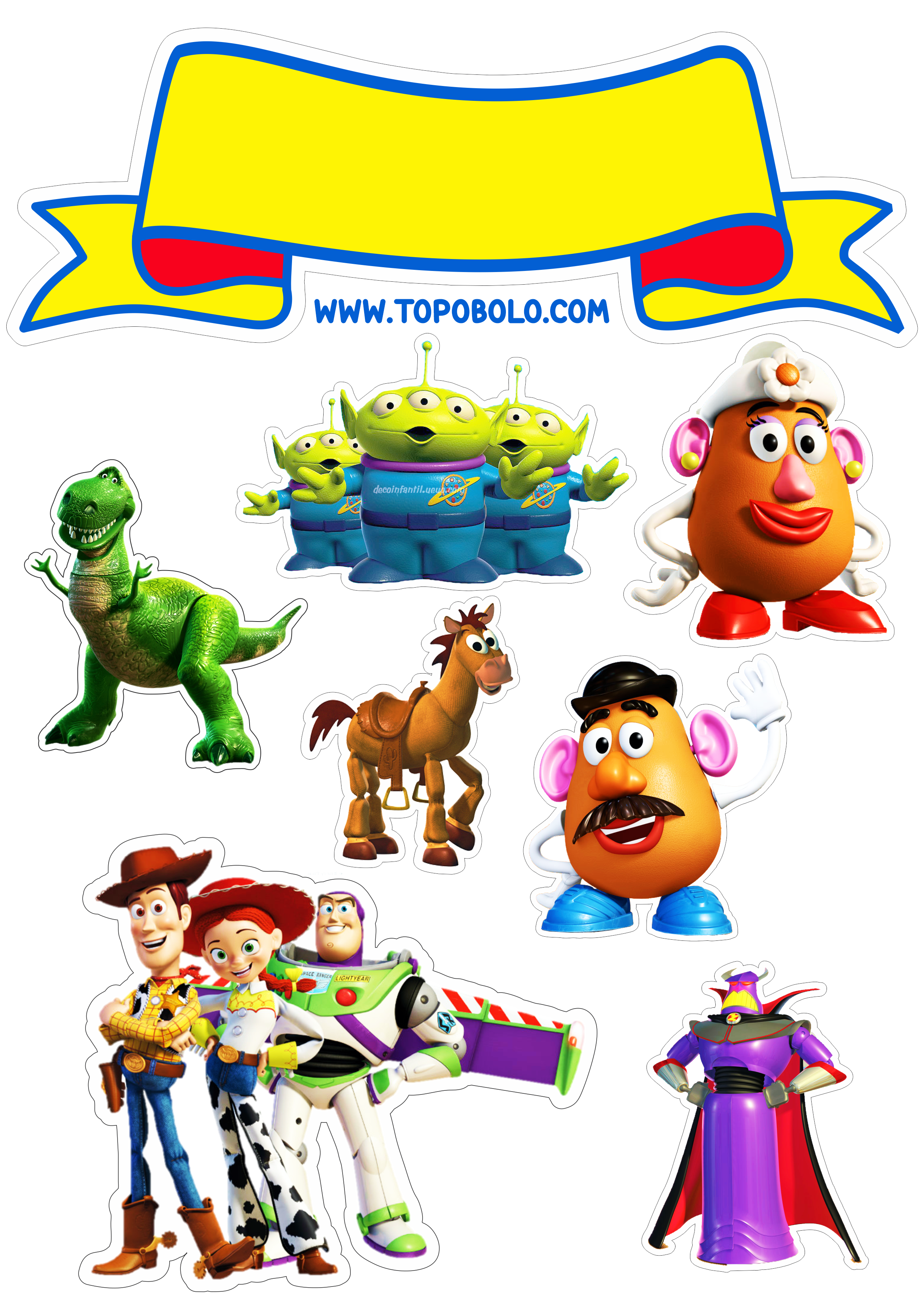 Topo de bolo Toy Story Aniversário infantil decoração para imprimir personagens Disney papelaria criativa free png