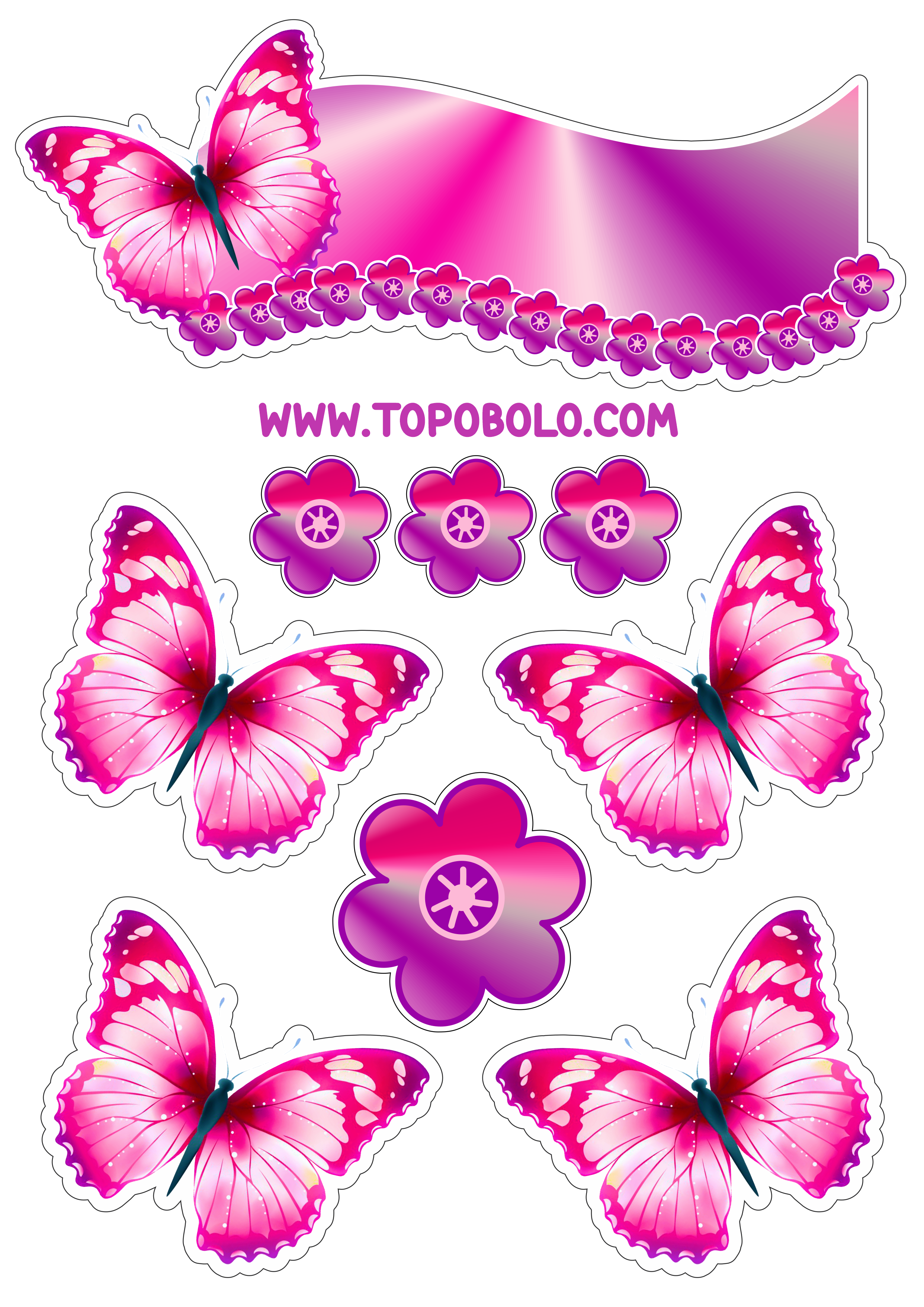 Topo de bolo para baixar borboletas coloridas decoração de aniversário png