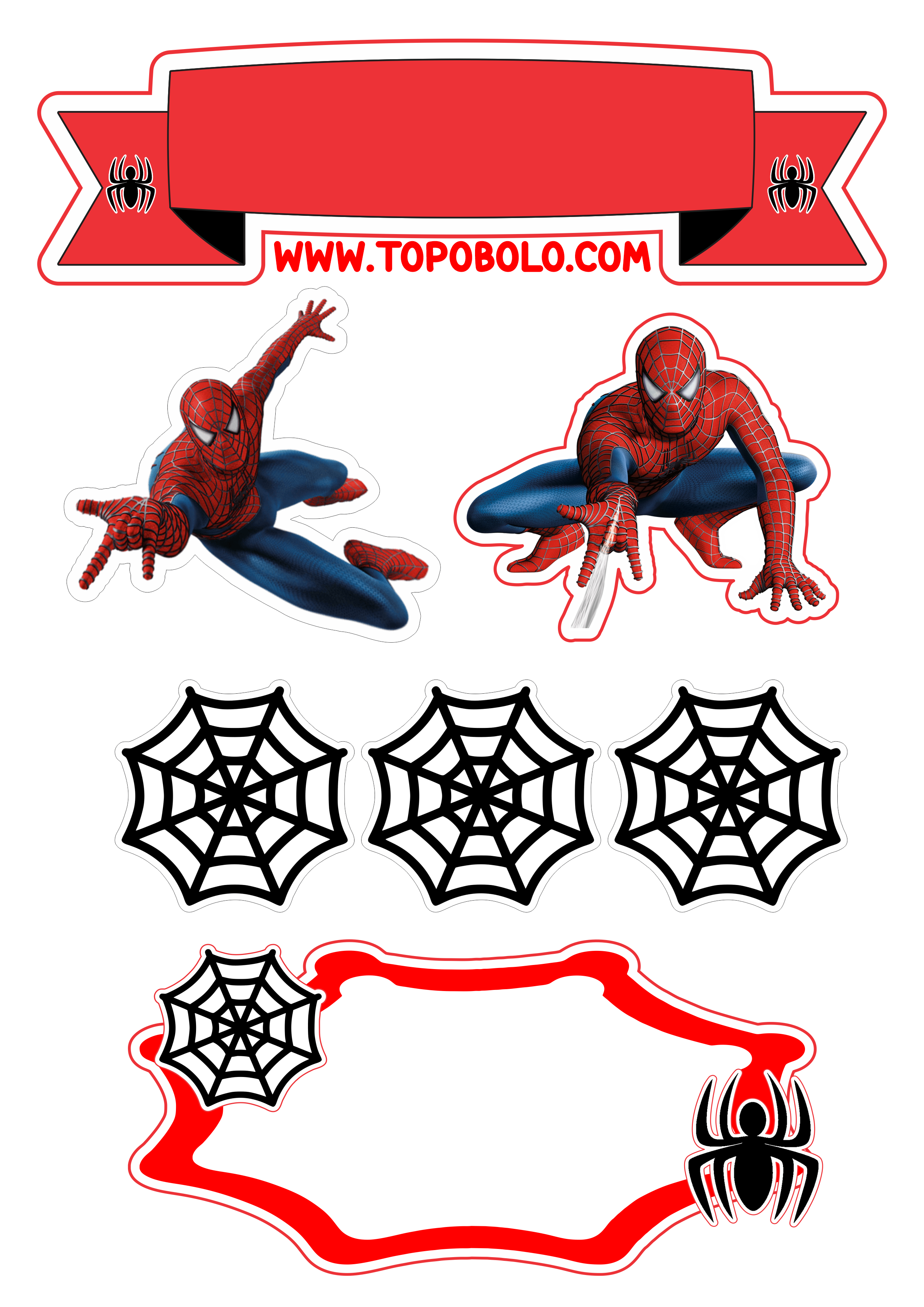 Homem-Aranha topo de bolo para imprimir festa de aniversário infantil Marvel Spider-Man png