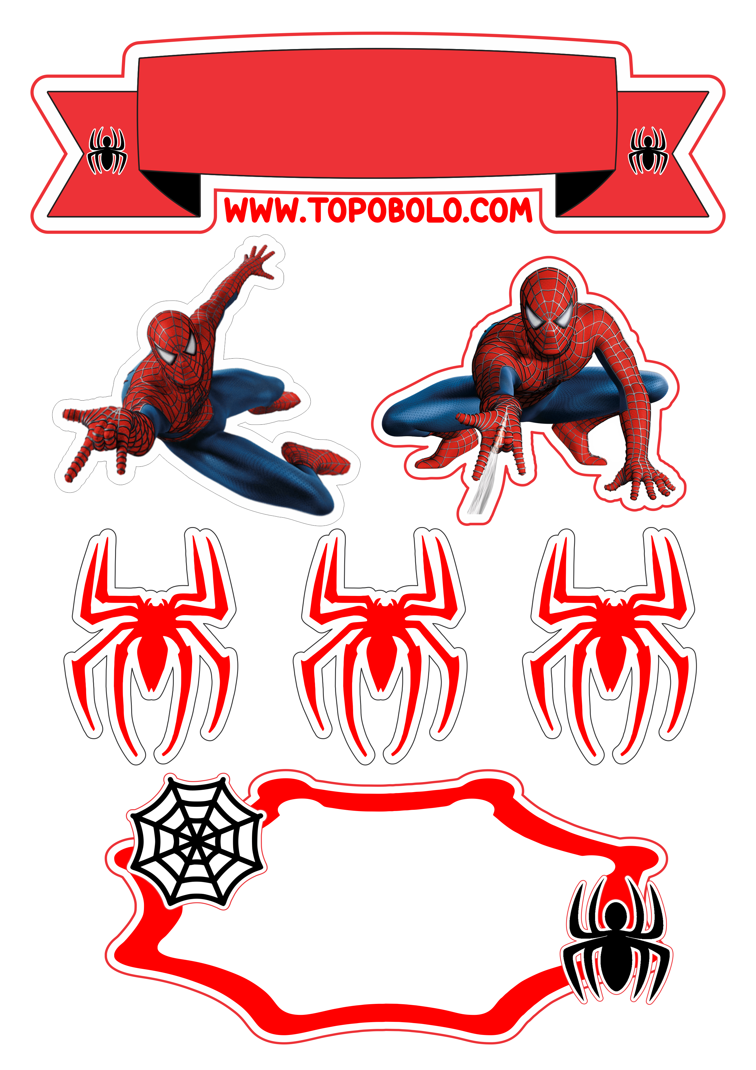 Homem-Aranha topo de bolo para imprimir festa de aniversário infantil Marvel Spider-Man Peter Parker png