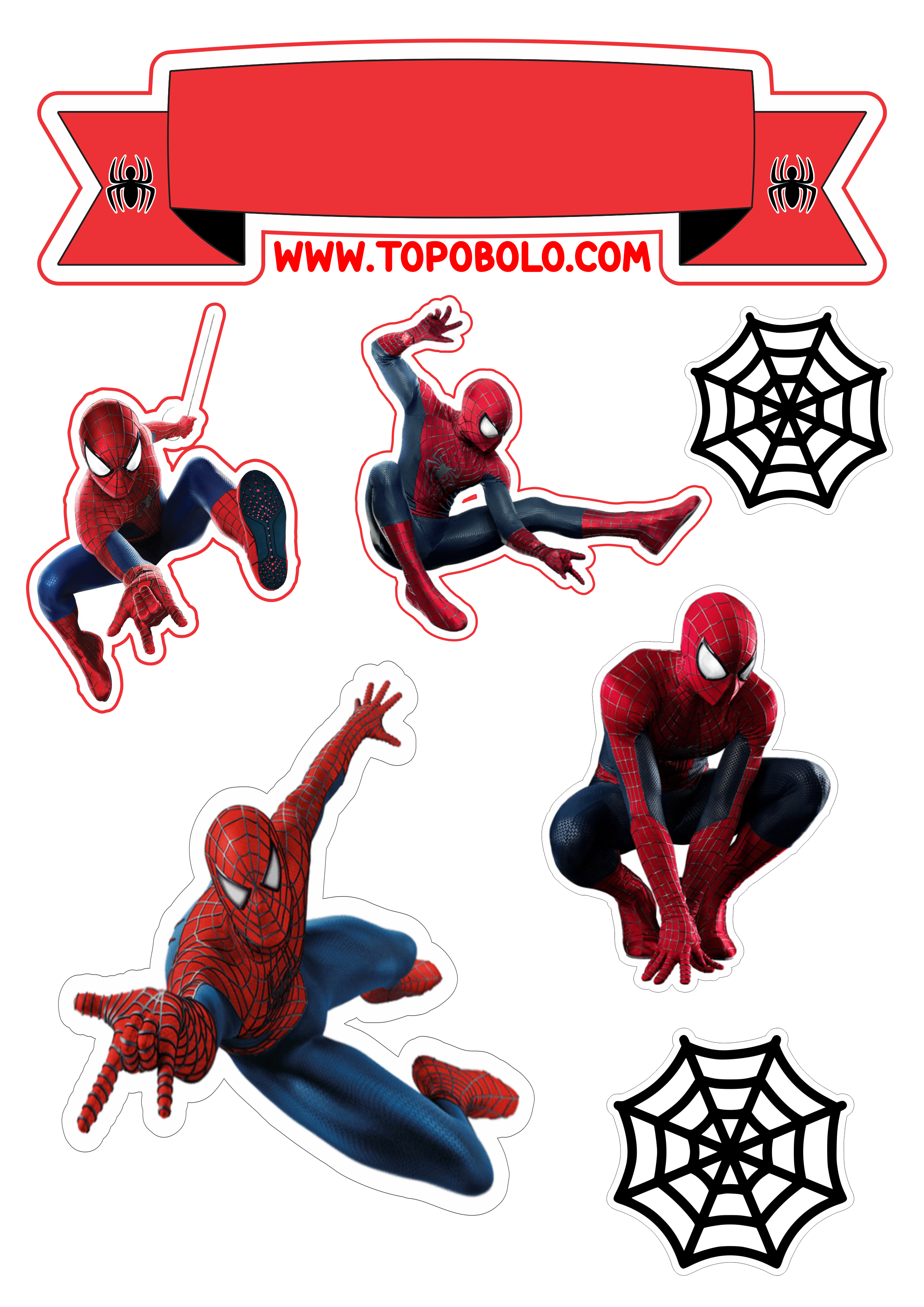 Topo de bolo para imprimir Spider-Man super Herói Homem-Aranha png
