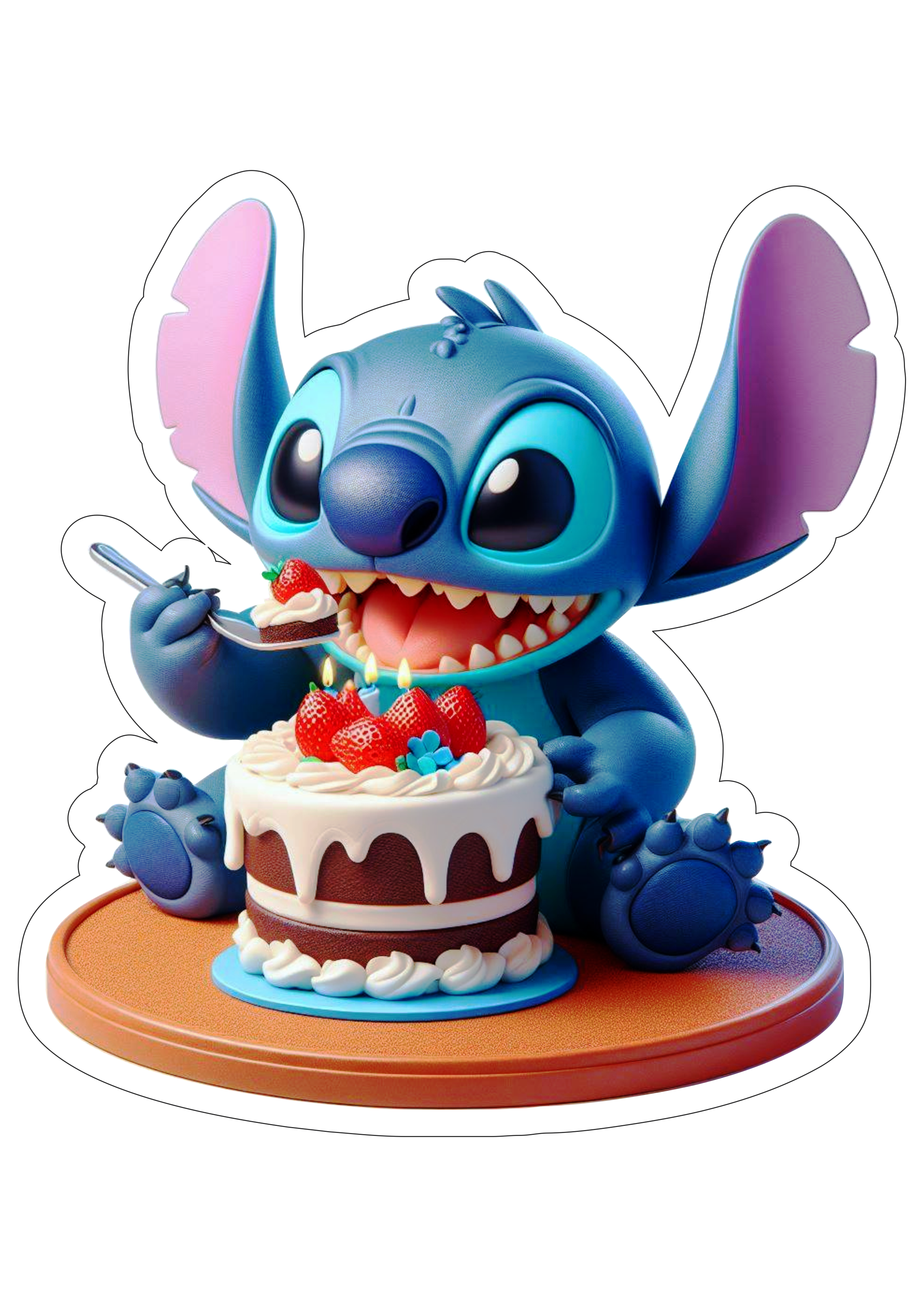 Desenho infantil Stitch comendo bolo png