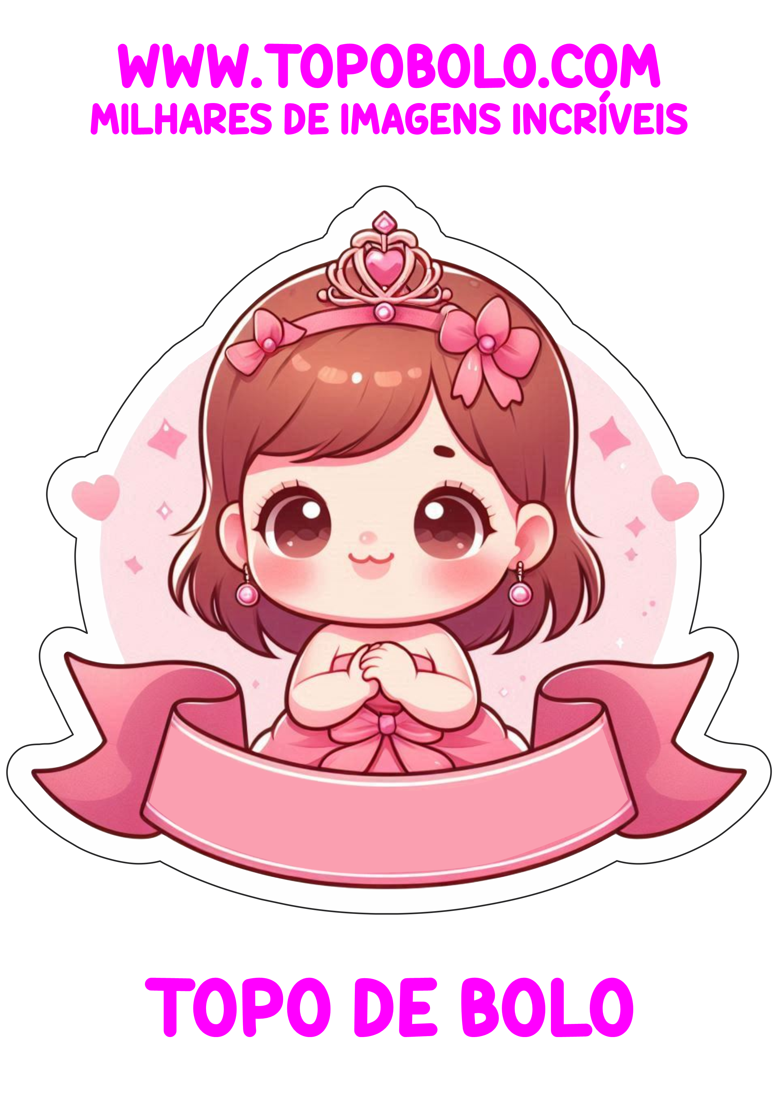Topo de bolo para mesversário e chá de fraldas menina princesa rosa png – topobolo