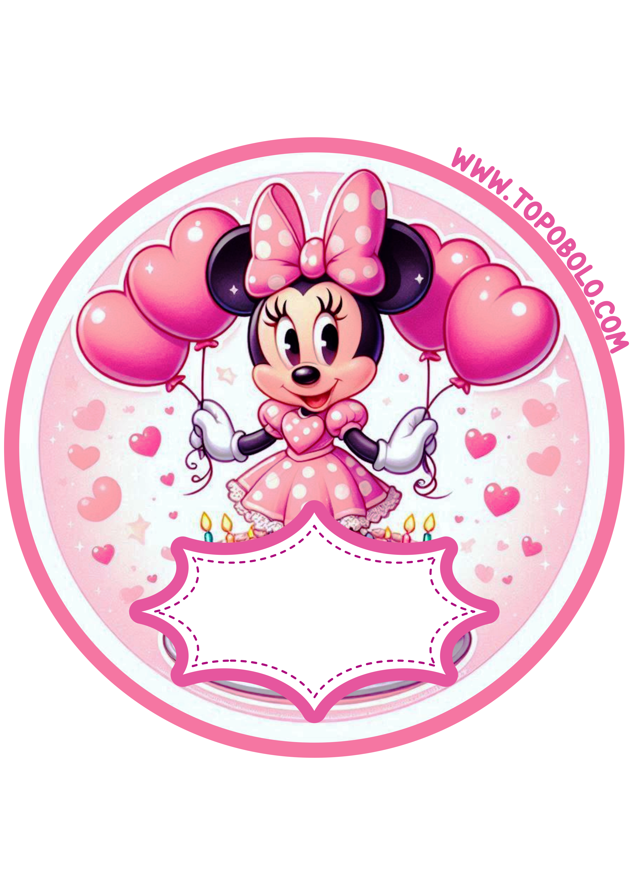 Minnie rosa decoração de aniversário adesivo redondo para imprimir festa infantil papelaria criativa png