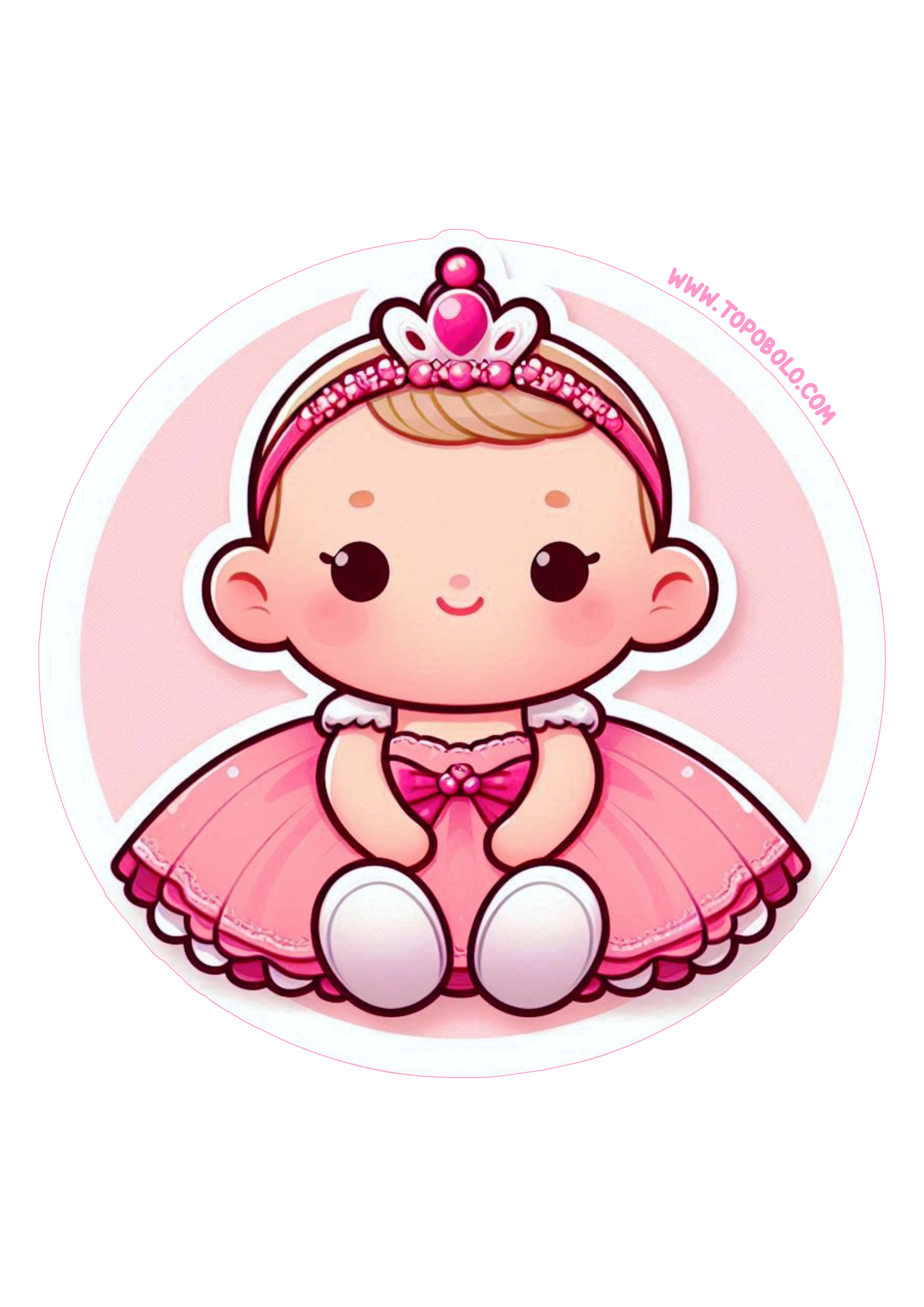 Festinha cor de rosa adesivo redondo menina princesa pronto para imprimir png