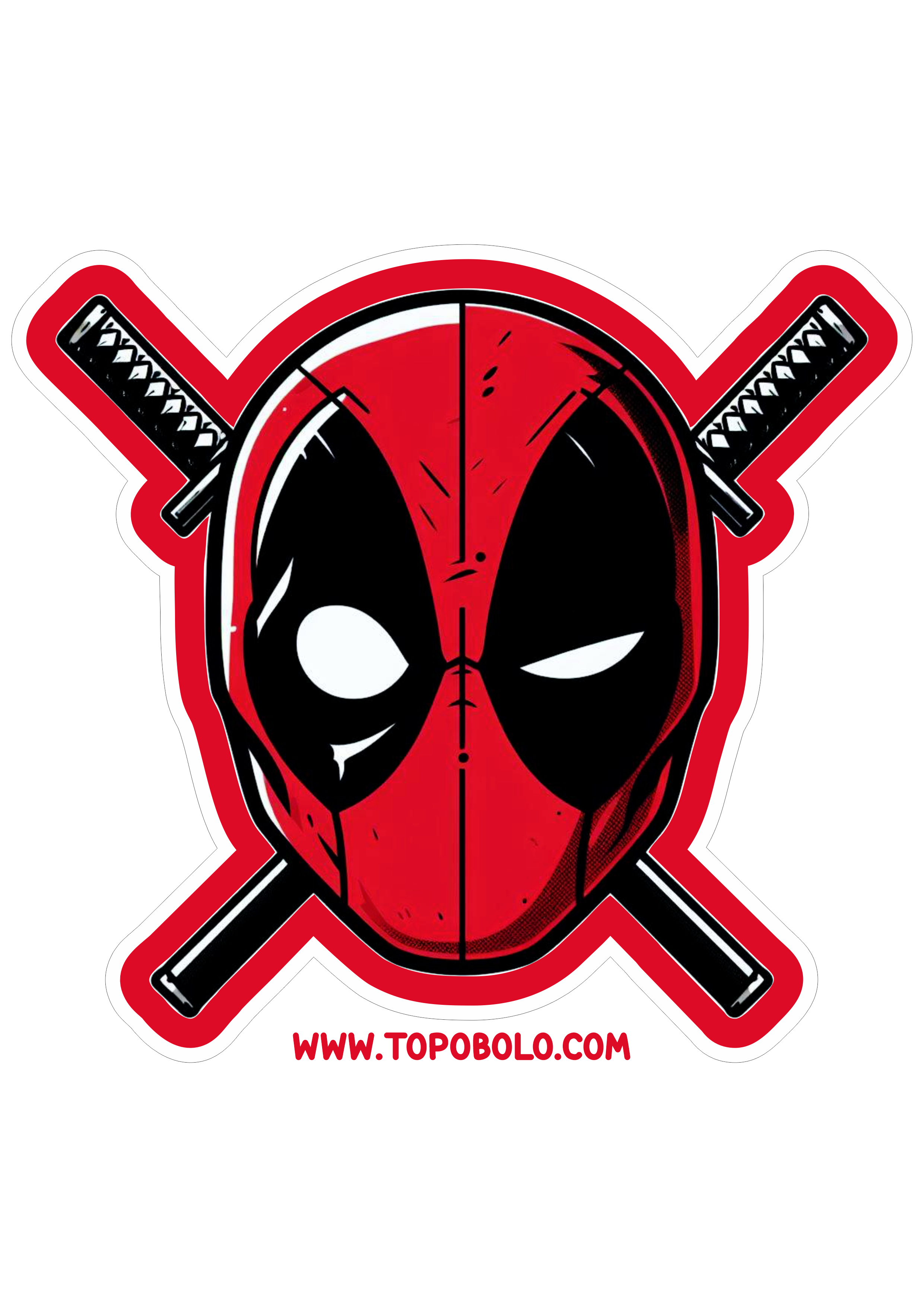 Deadpool logo para imprimir adesivo tag sticker marvel comics desenho simples máscara com recorte para imprimir e decorar png