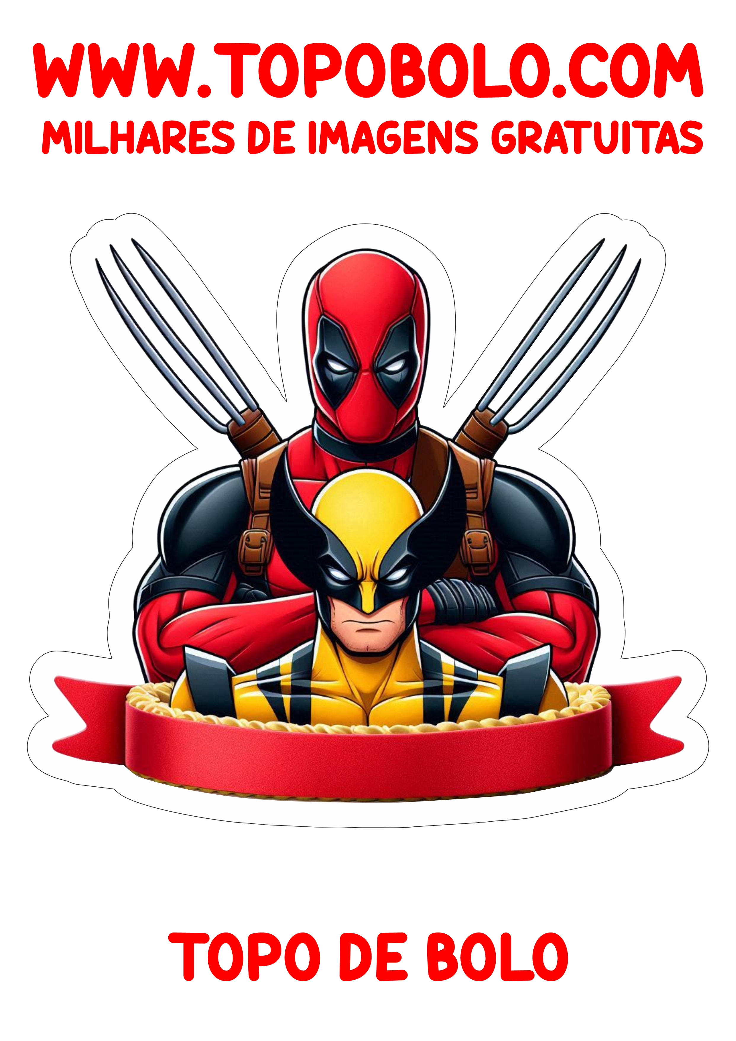 Topo de bolo de aniversário Deadpool e Wolverine decoração de festa infantil hora da festa personalizada papelaria criativa png