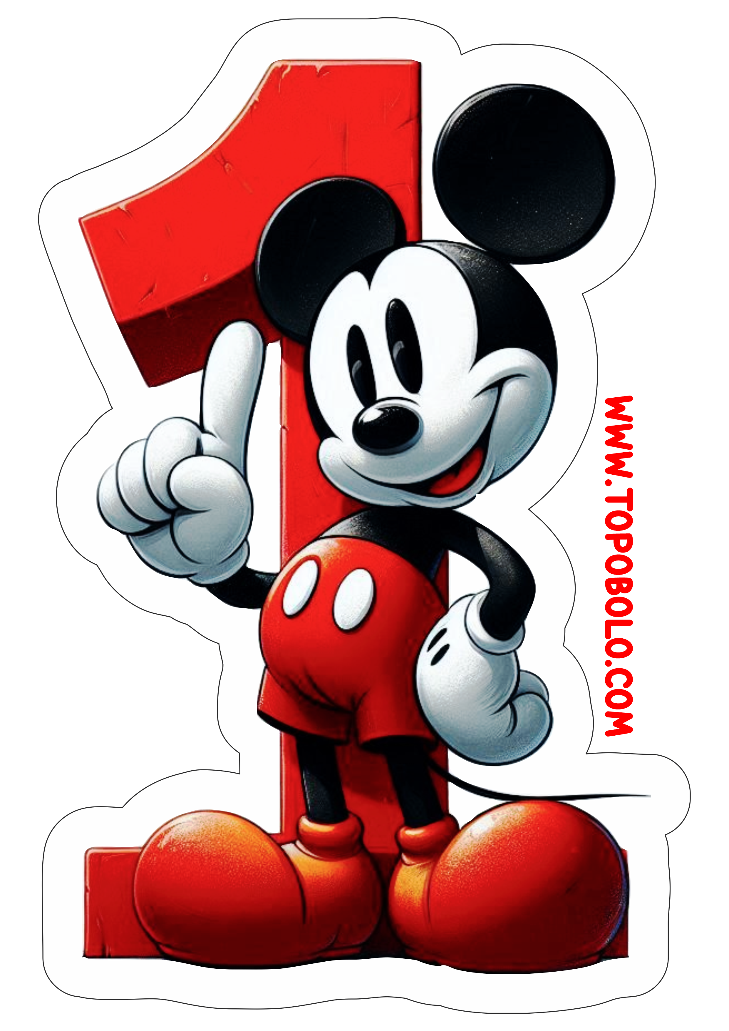 Mickey Mouse número 1 decoração de aniversário infantil png