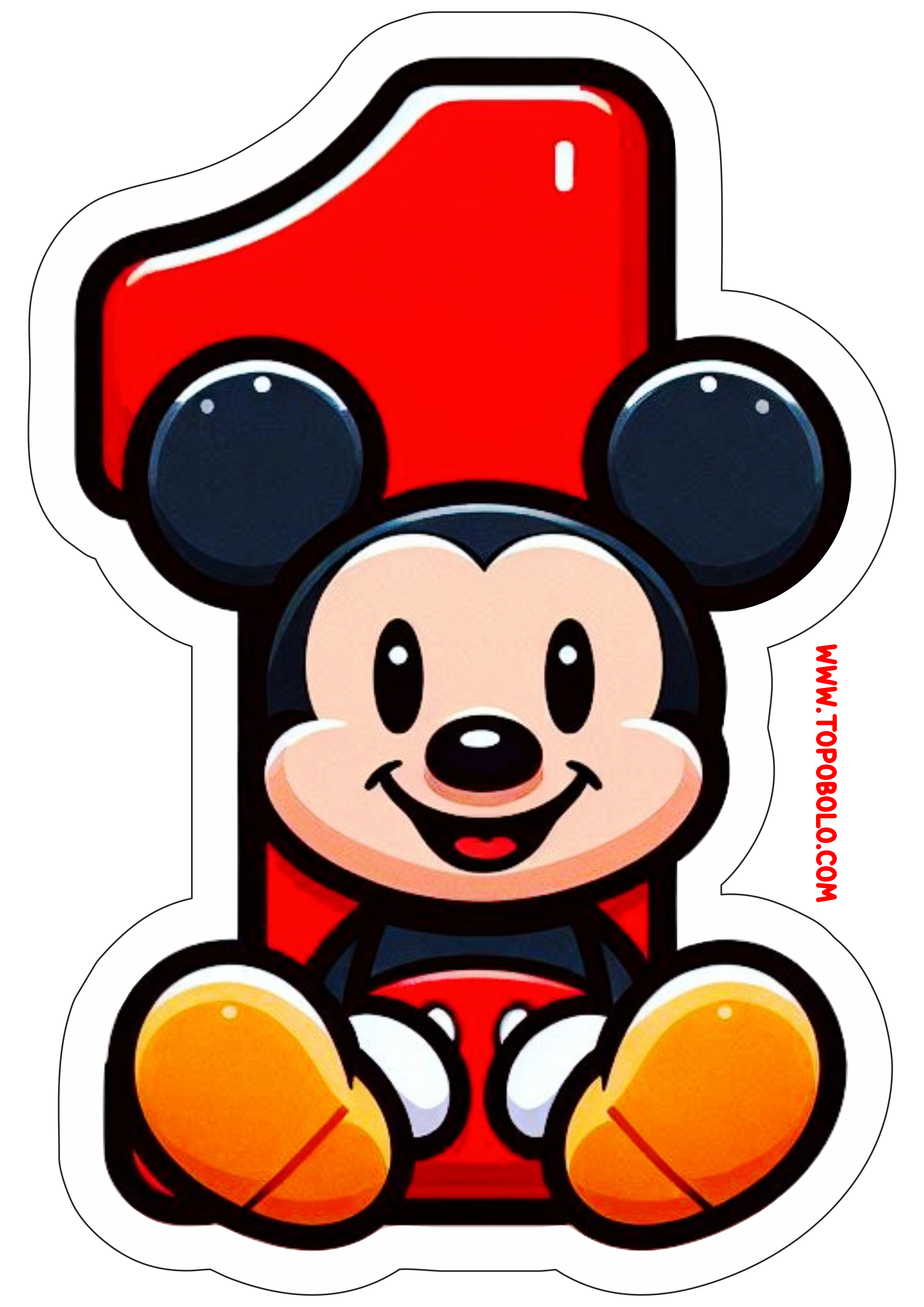 Mickey Mouse número 1 decoração de aniversário infantil papelaria png