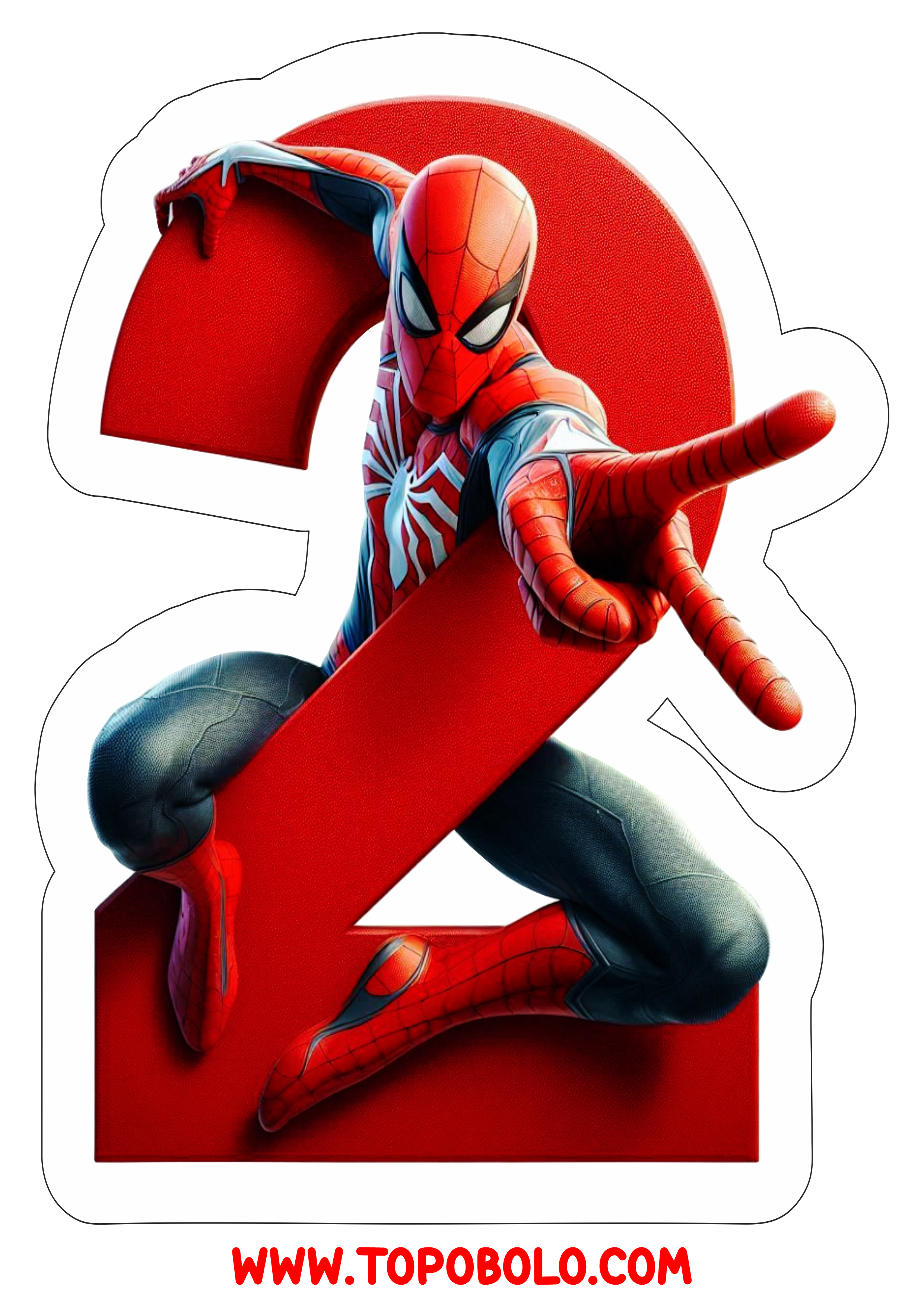 Número 2 Homem-Aranha decoração de aniversário festa infantil personalizada png