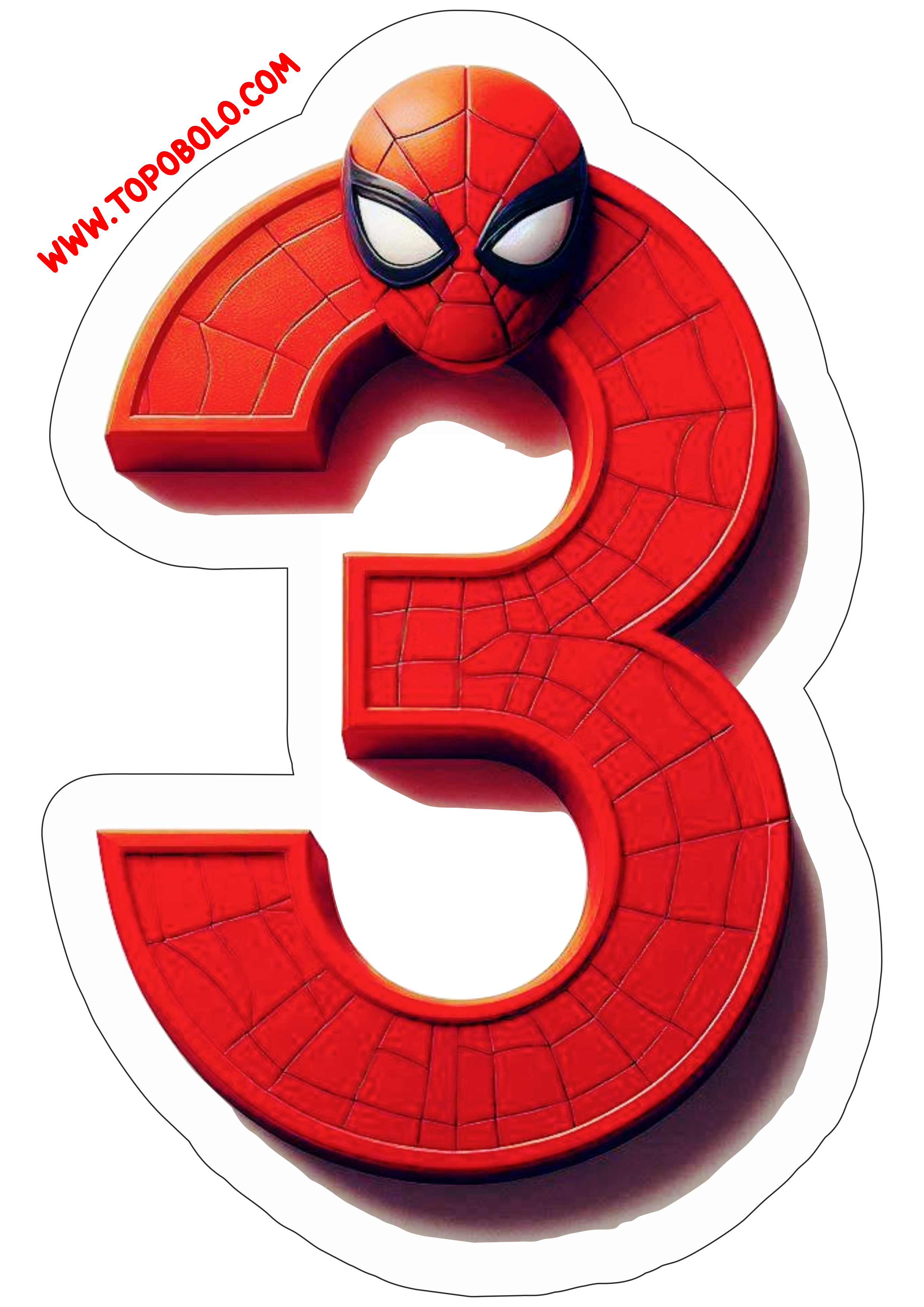 Número 3 Homem-Aranha decoração de aniversário festa infantil personalizada png