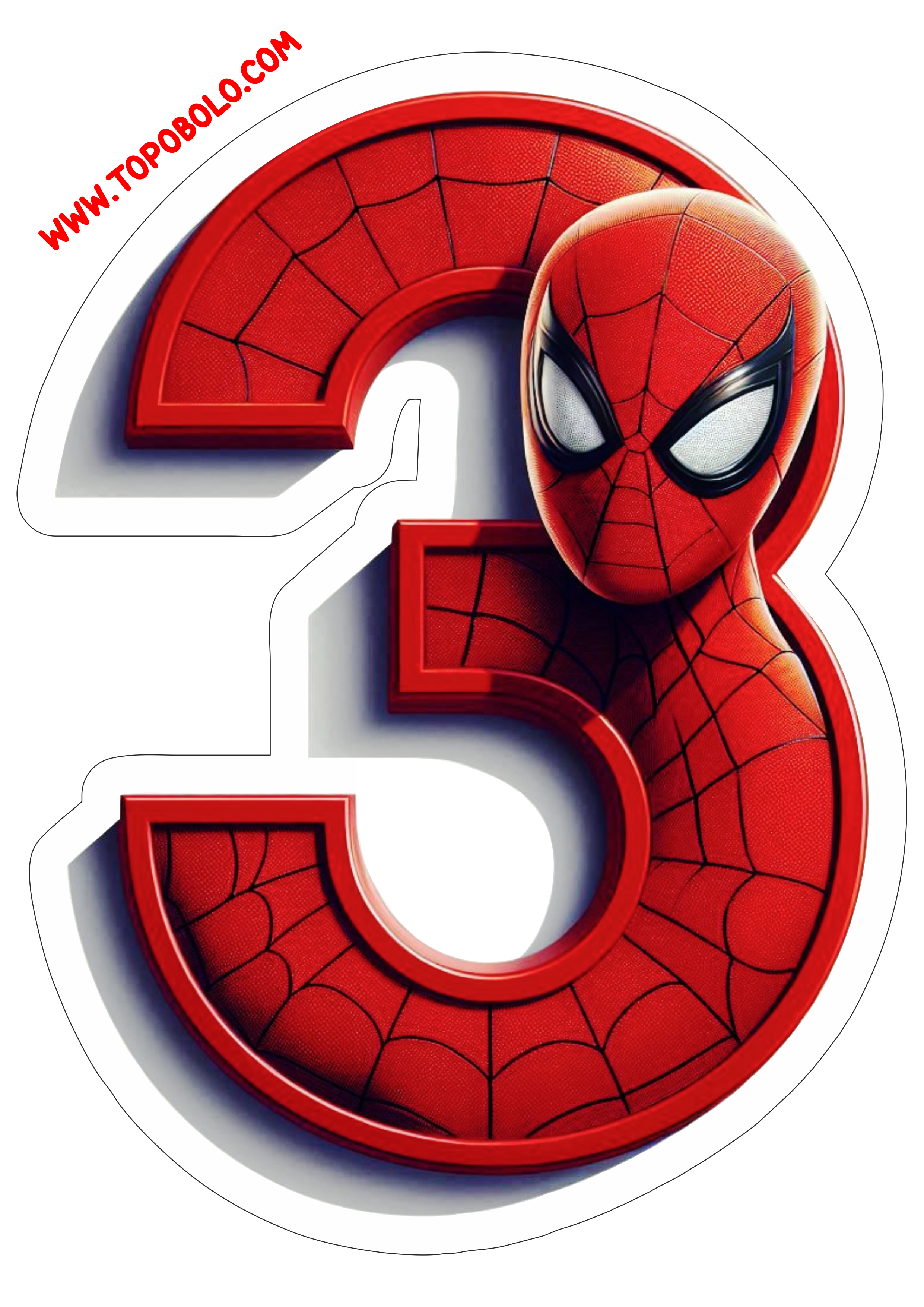 Número 3 Homem-Aranha decoração de aniversário festa infantil personalizada pronto para imprimir fazendo a nossa festa png