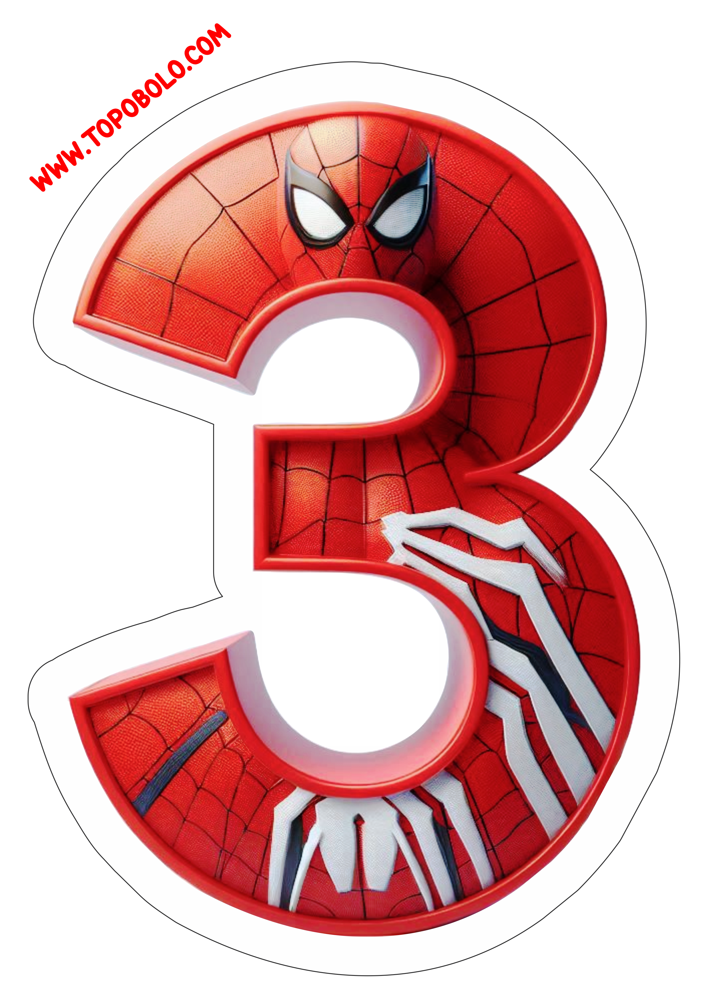 Número 3 Homem-Aranha decoração de aniversário festa infantil personalizada pronto para imprimir fazendo a nossa festa free png