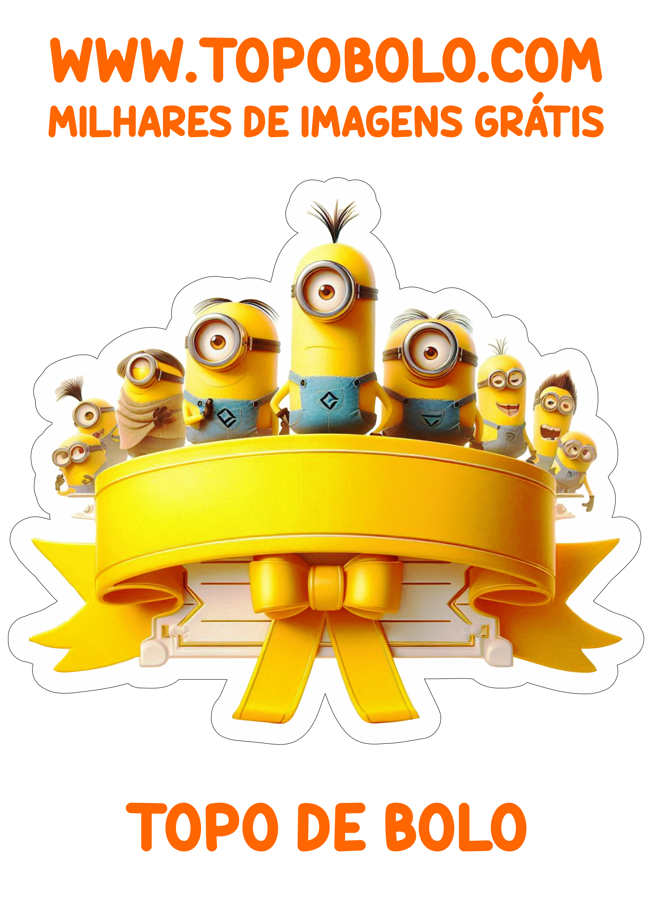 Topo de bolo para imprimir Minions aniversario infantil png