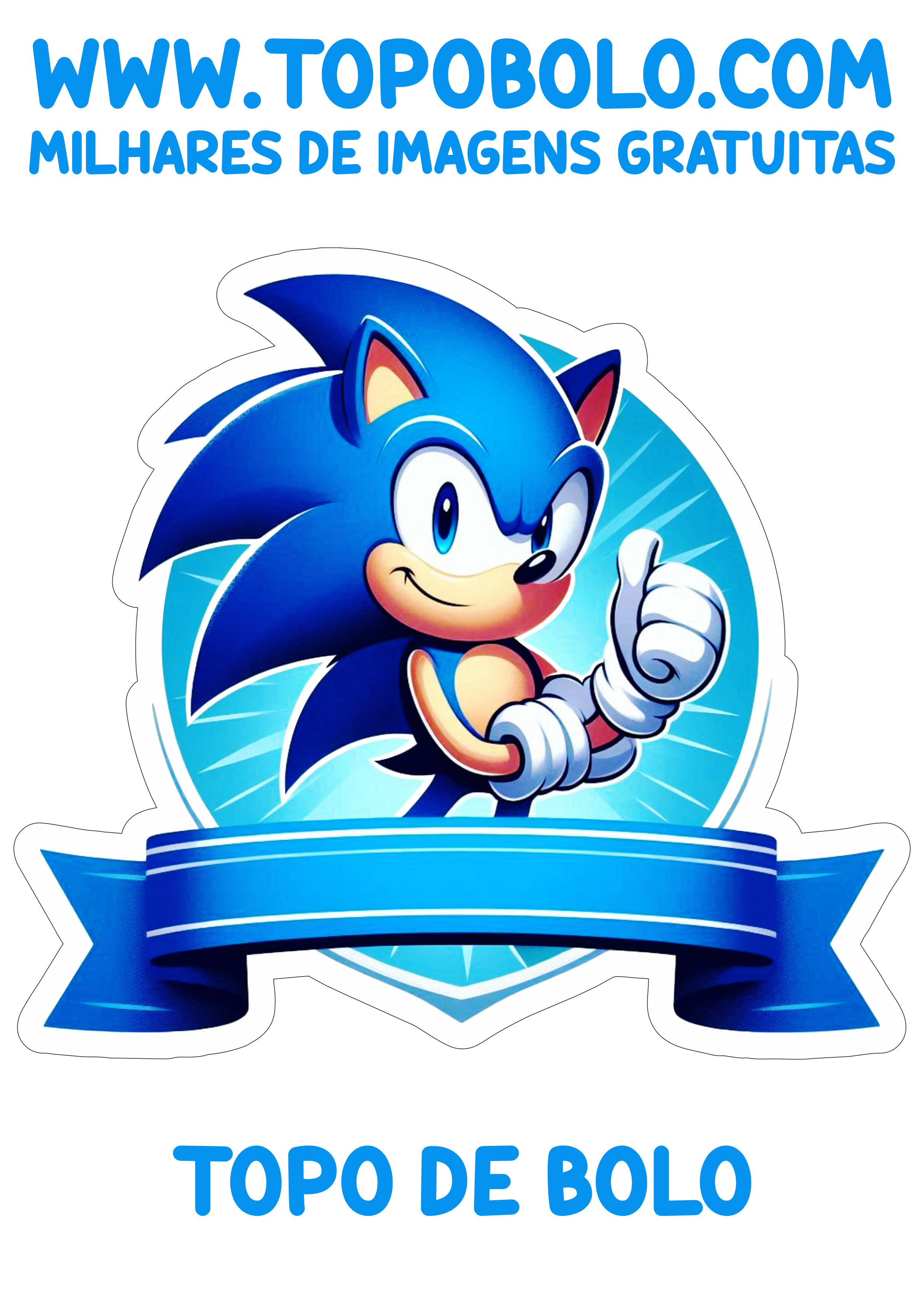 Topo de bolo de aniversário Sonic The Hedgehog artigos para decoração de festa pronto para imprimir png