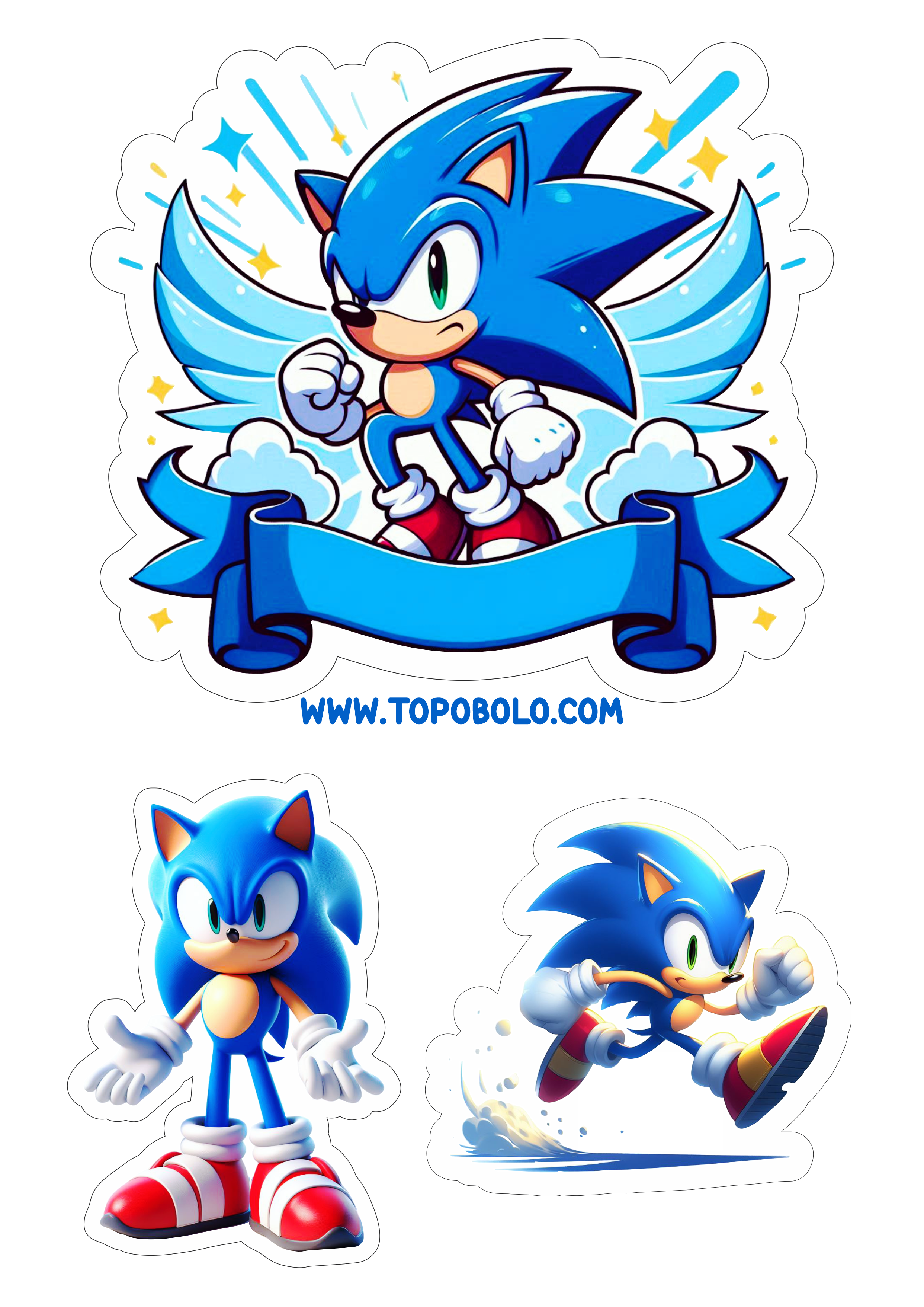 Sonic The hedgehog topo de bolo para aniversário infantil temático png