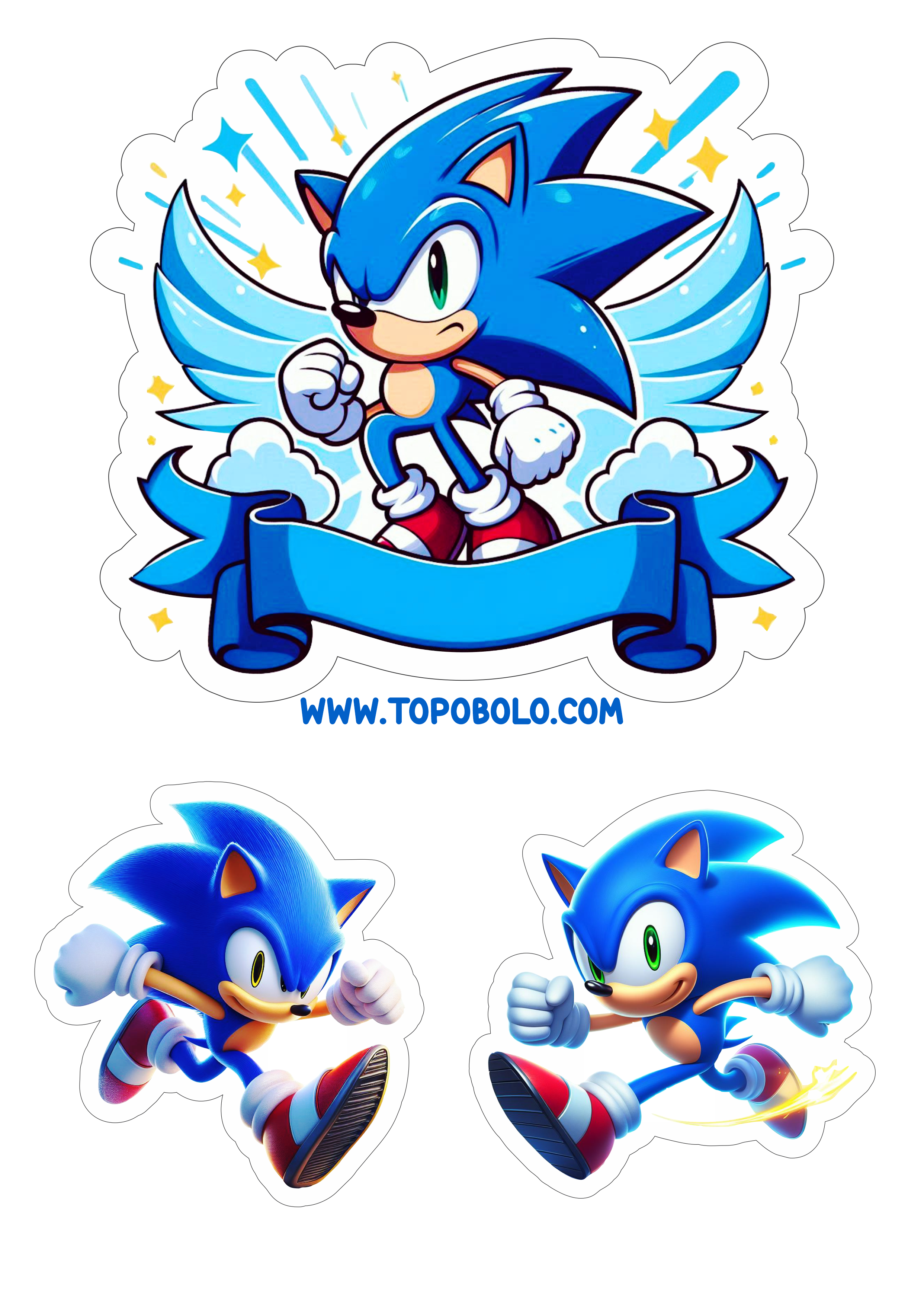 Sonic The hedgehog topo de bolo para aniversário infantil temático artigos personalizados png