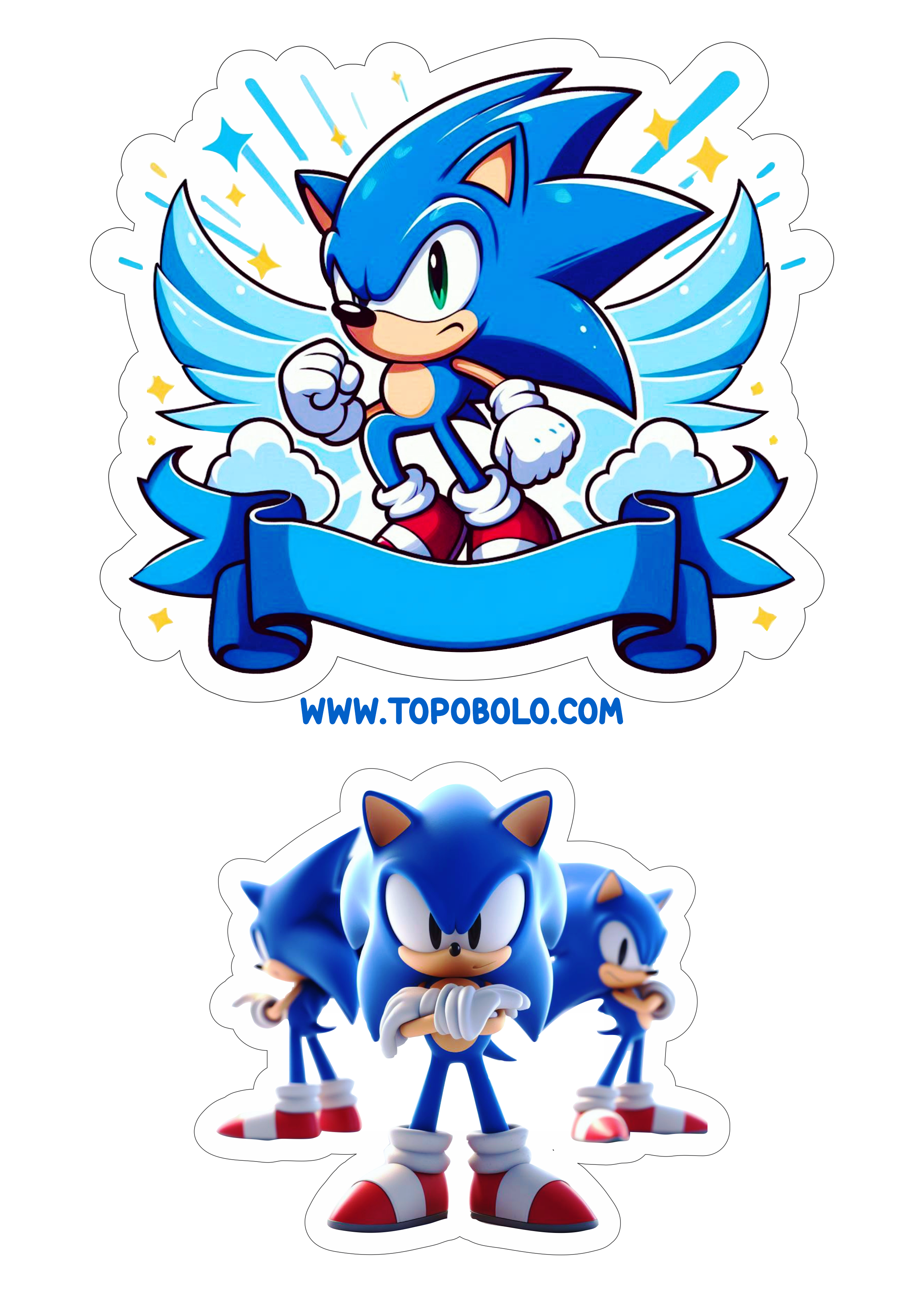 Sonic The hedgehog topo de bolo para aniversário infantil temático artigos personalizados para festa png