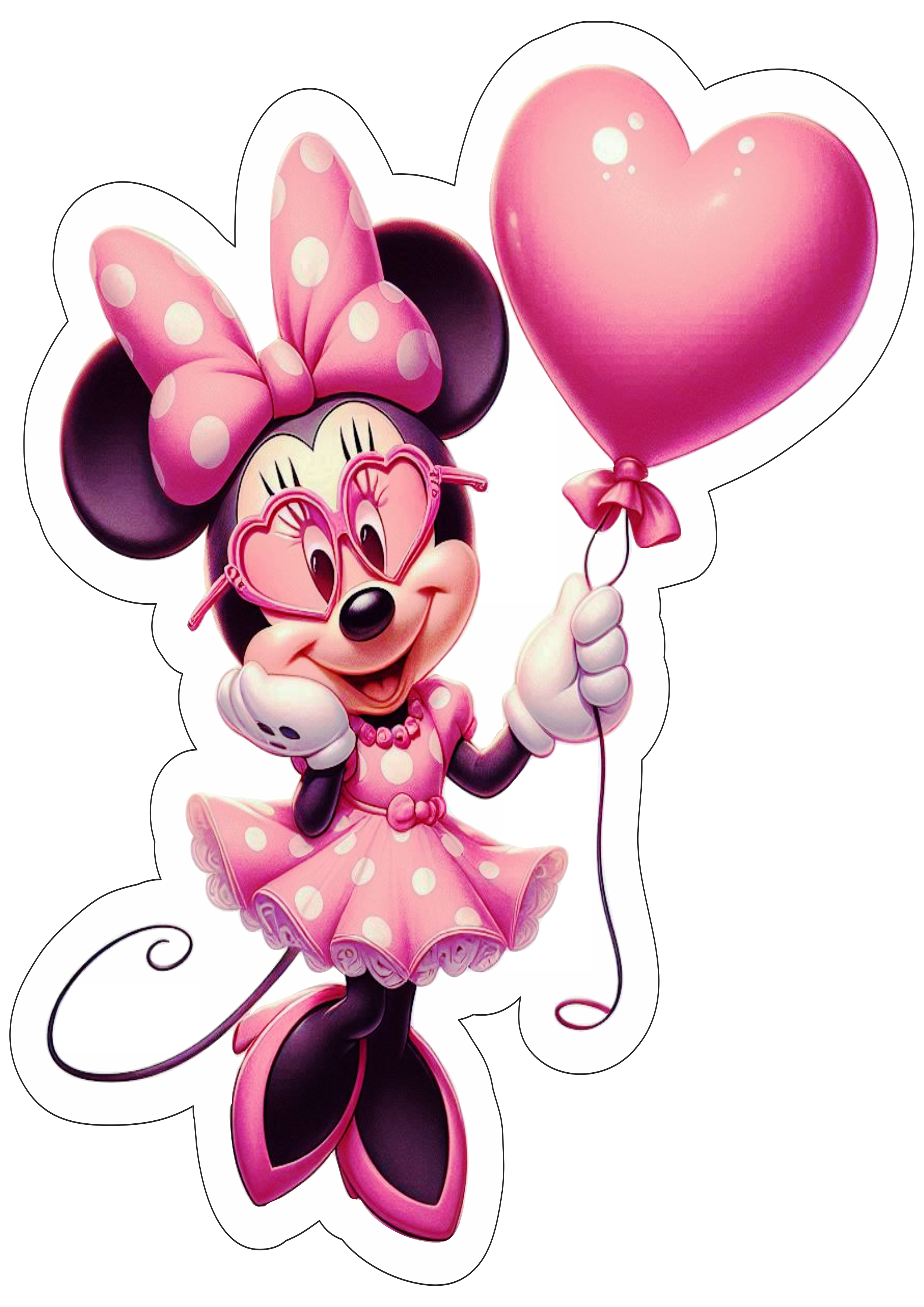 Minnie Mouse rosa decoração de aniversário balão coração Disney imagem com contorno png