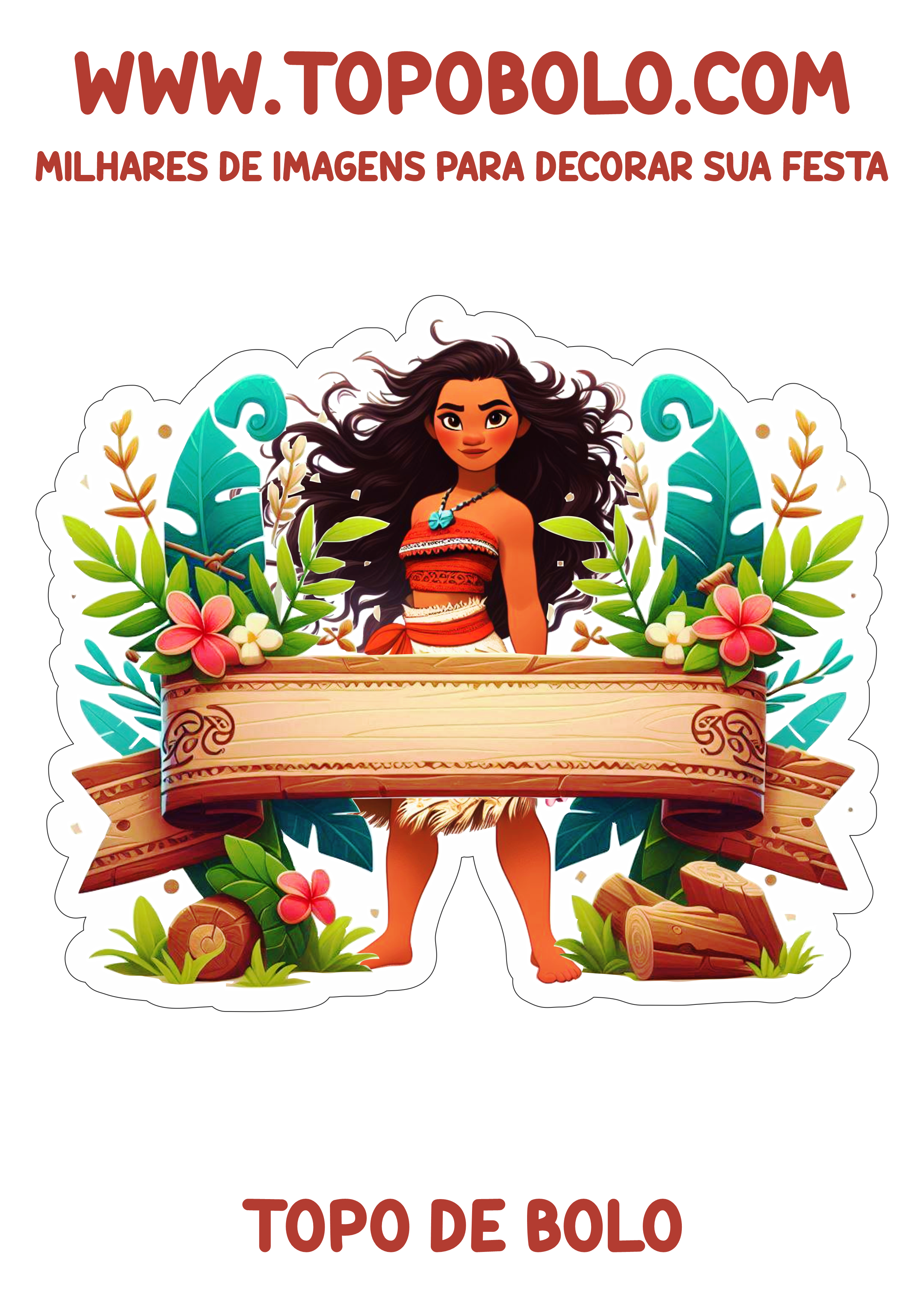 Topo de bolo para baixar Moana topper cake png