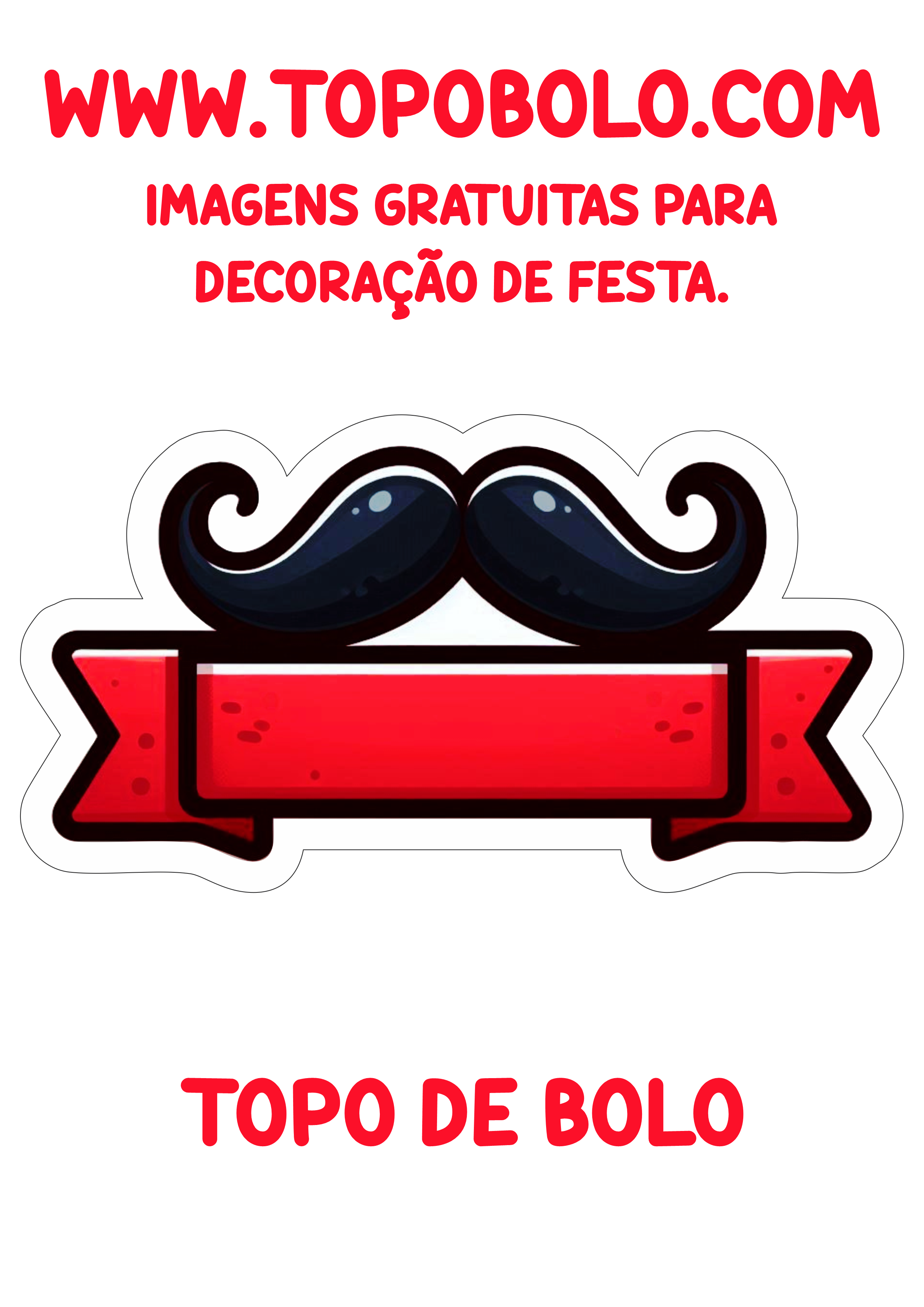 Topo de bolo dia dos pais vermelho com bigode png