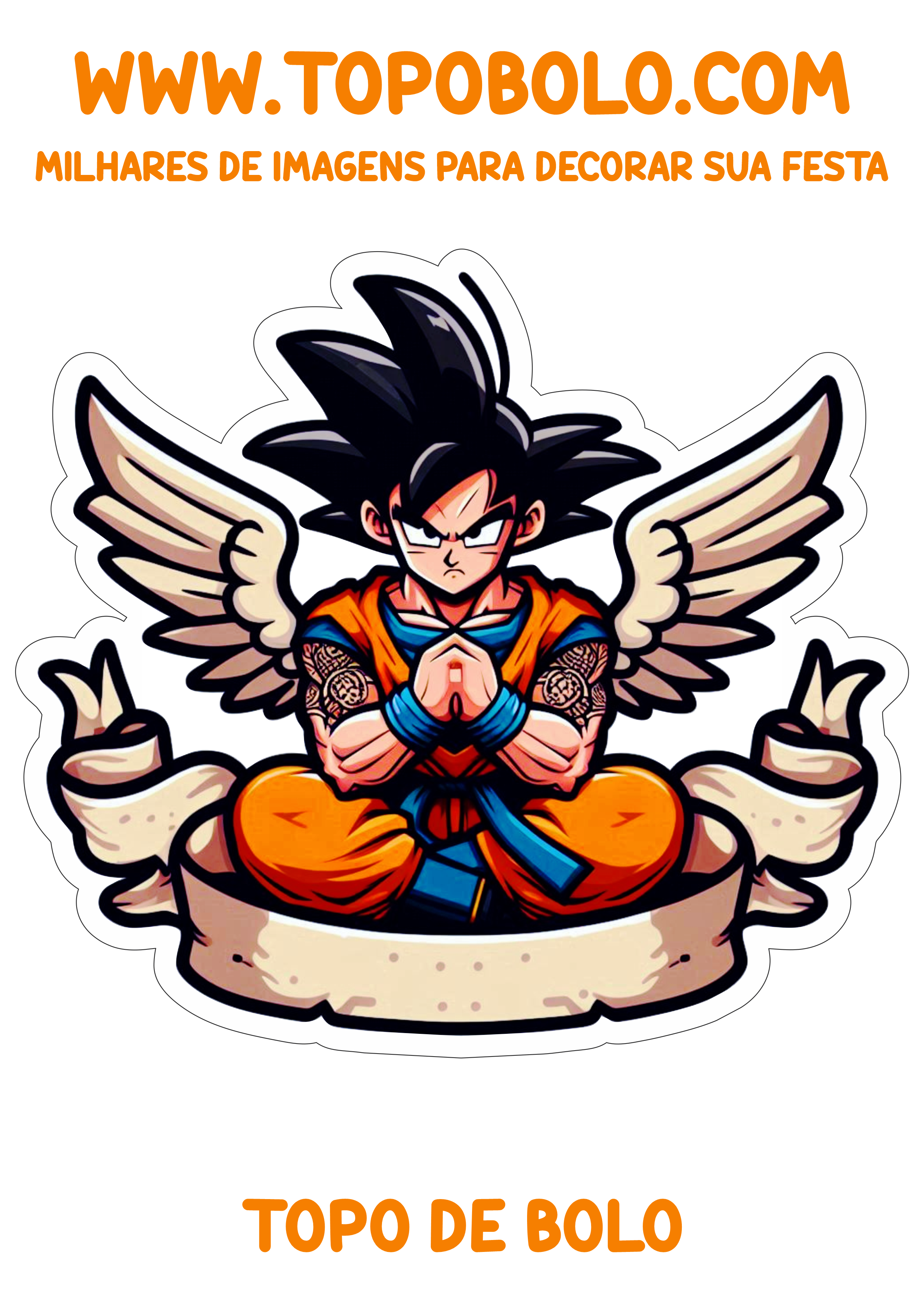 Topo de bolo Goku Dragon ball z aniversário infantil decoração para imprimir hora da festa png