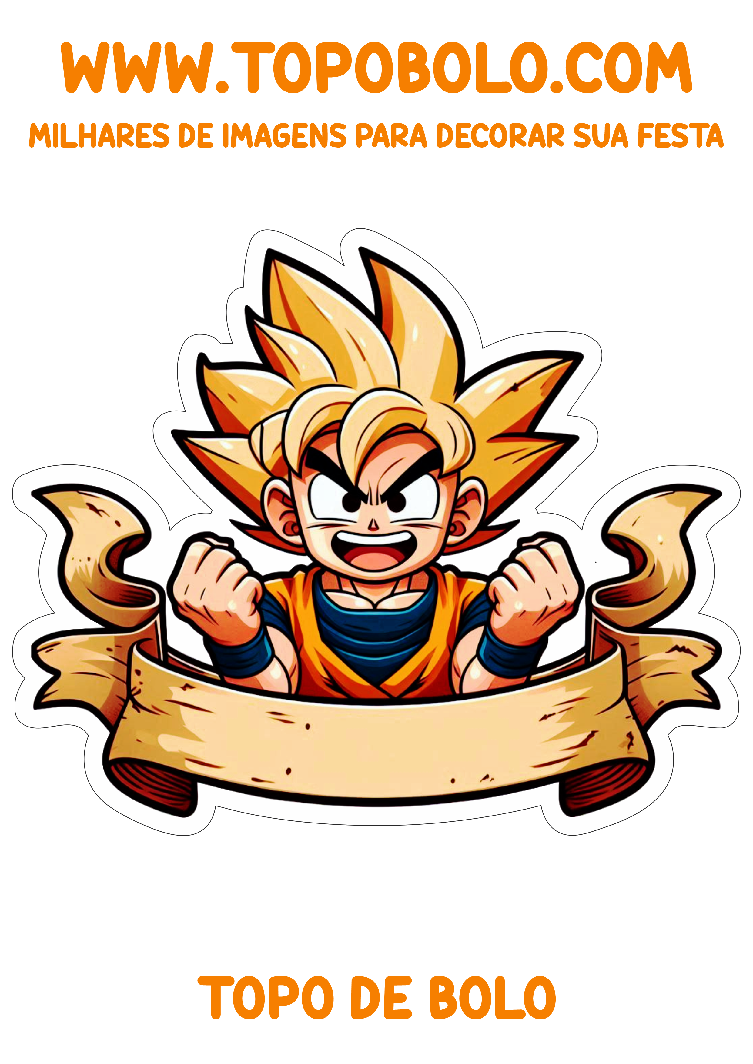 Topo de bolo Goku Dragon ball z aniversário infantil decoração para imprimir hora da festa personalizada png