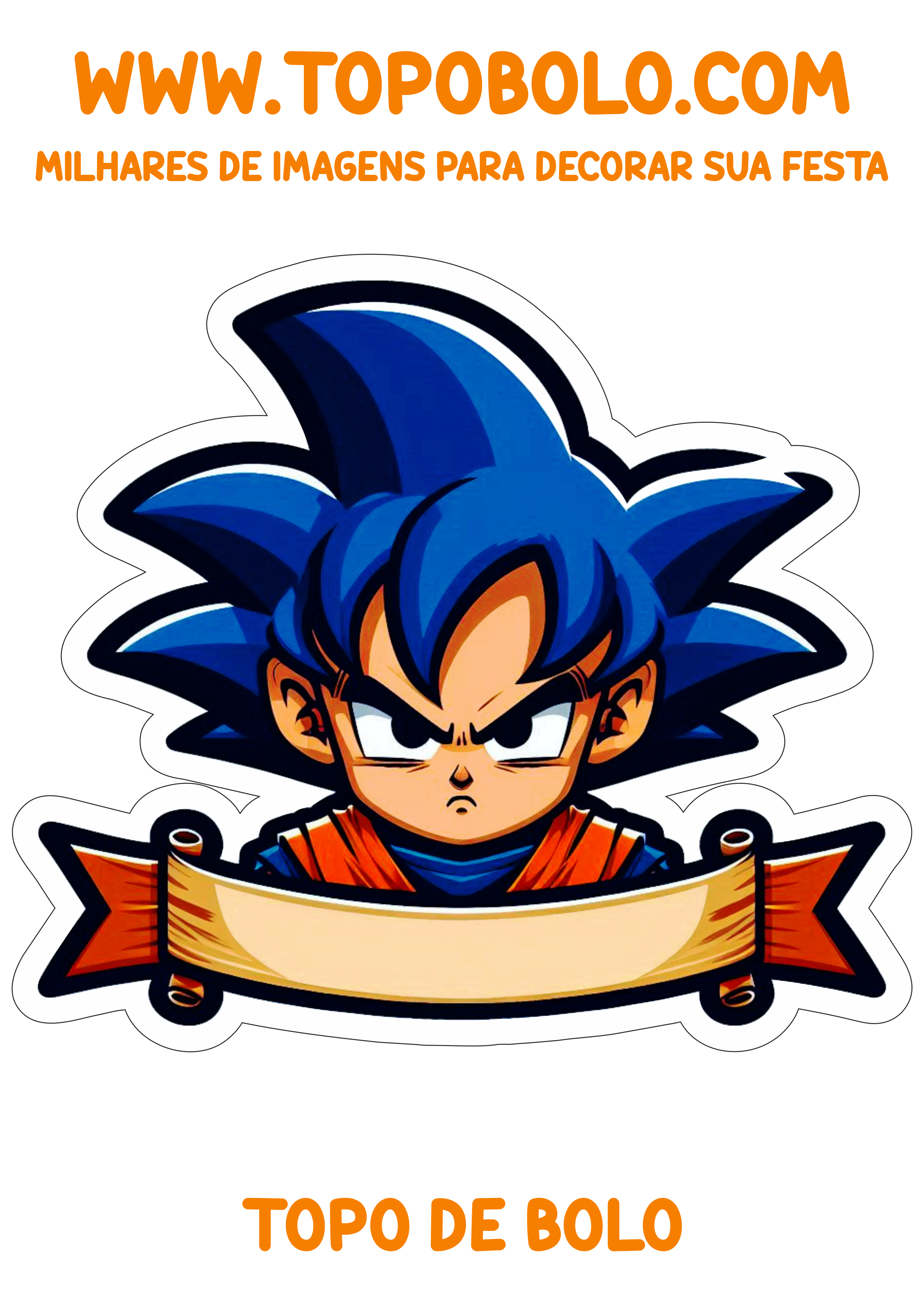 Topo de bolo Goku Dragon ball z aniversário infantil decoração para imprimir hora da festa personalizada com contorno png