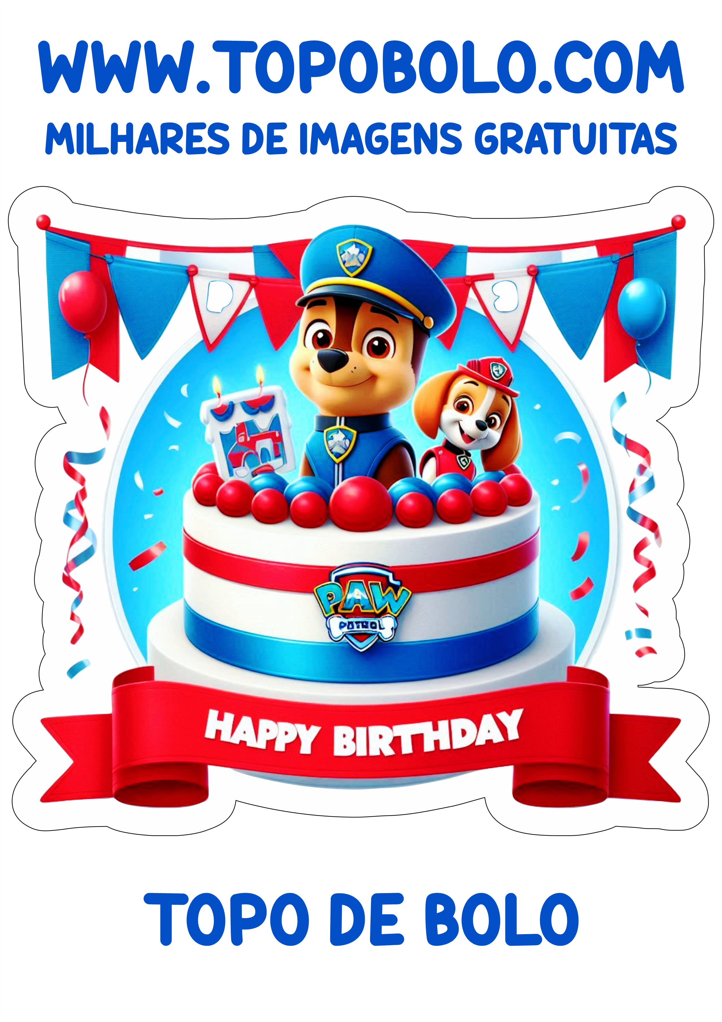 Aniversário infantil topo de bolo pronto para imprimir happy birthday Patrulha canina png