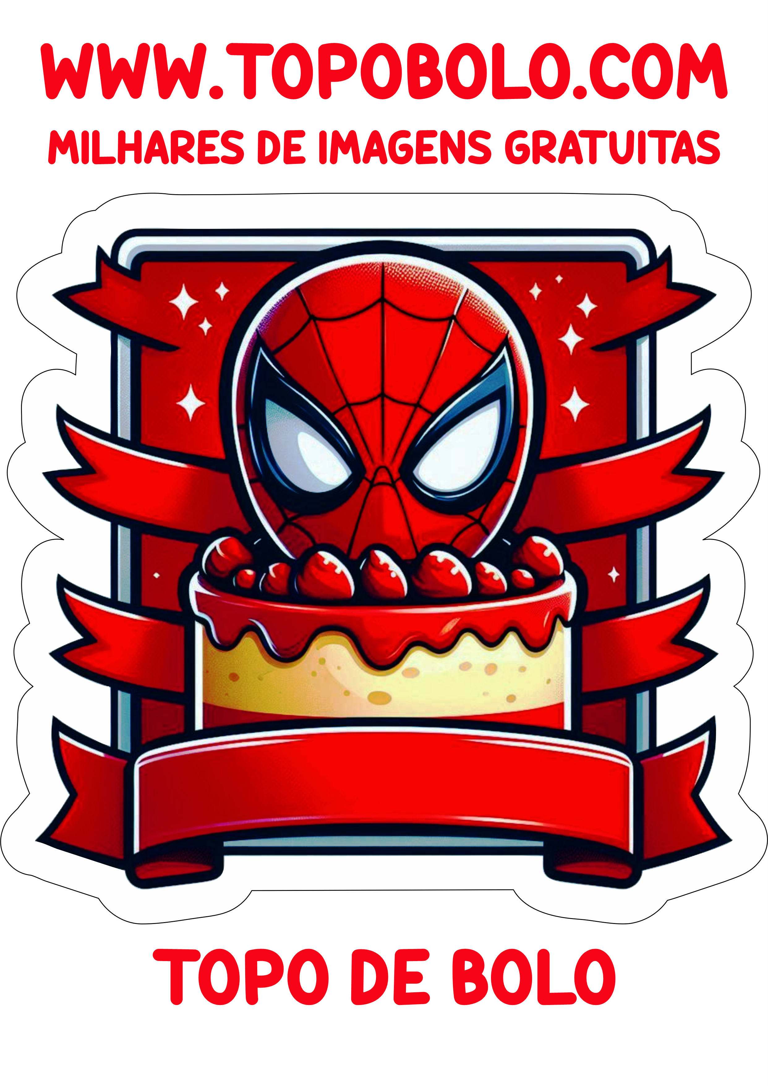 Topo de bolo pronto para imprimir com tema Homem-Aranha papelaria criativa topper png