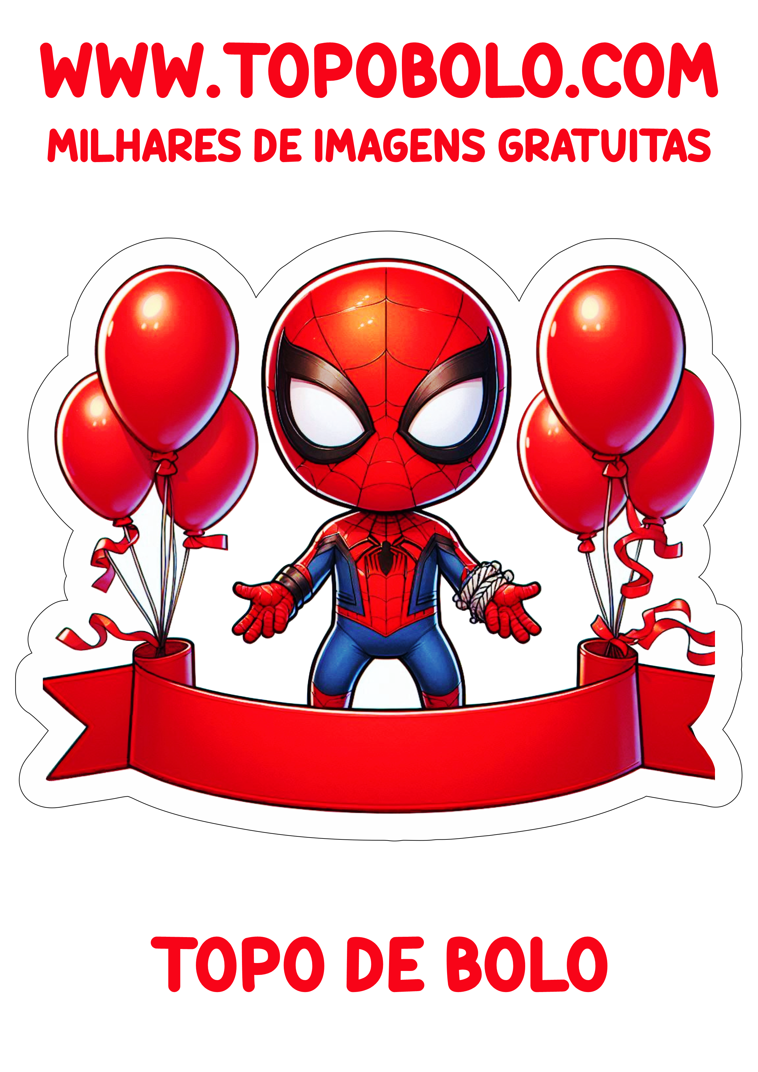 Topper de bolo Spider-Man Homem-Aranha papelaria criativa para imprimir png aniversário infantil