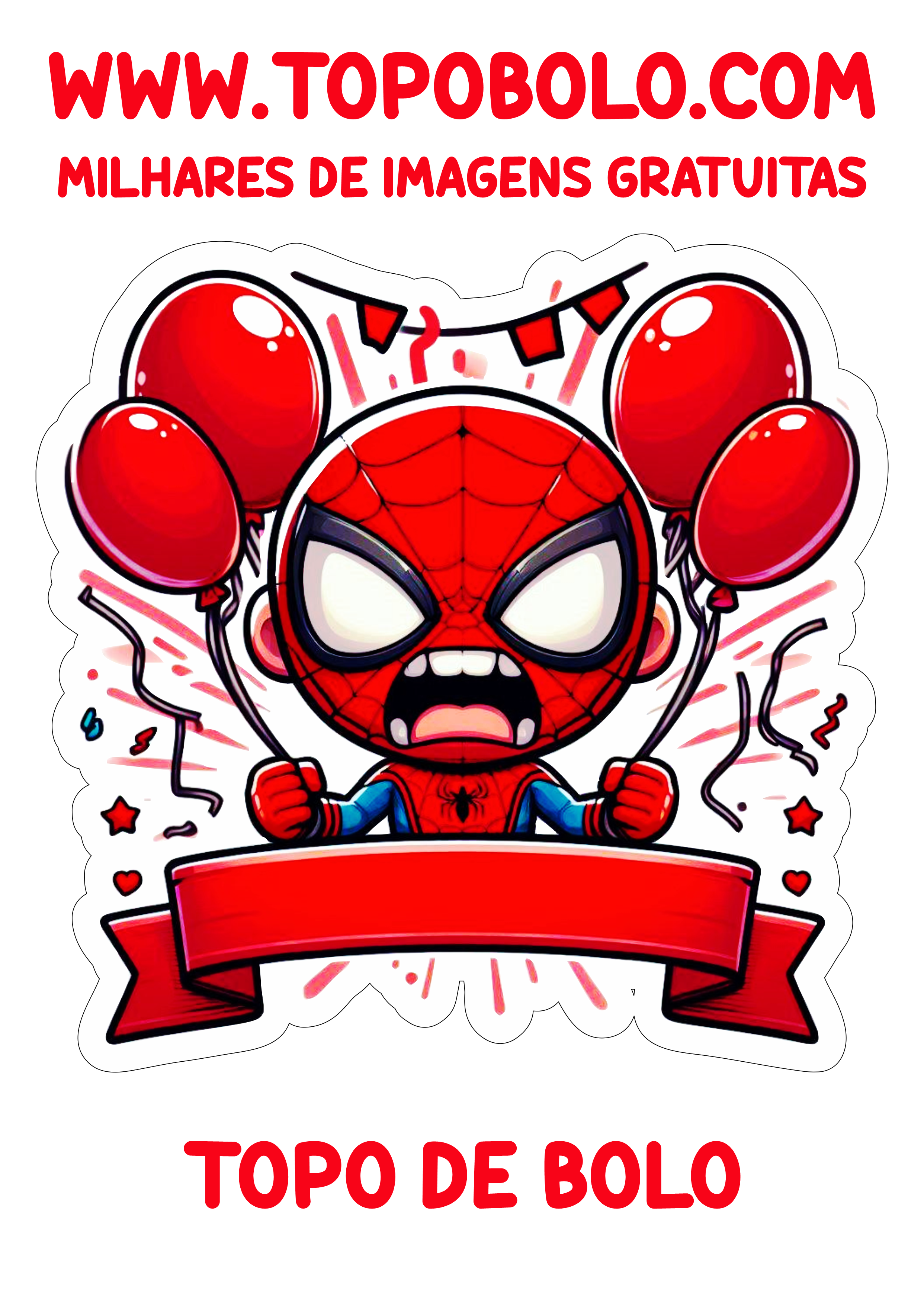 Topper de bolo Spider-Man Homem-Aranha papelaria criativa para imprimir png aniversário infantil hora da festa personalizada