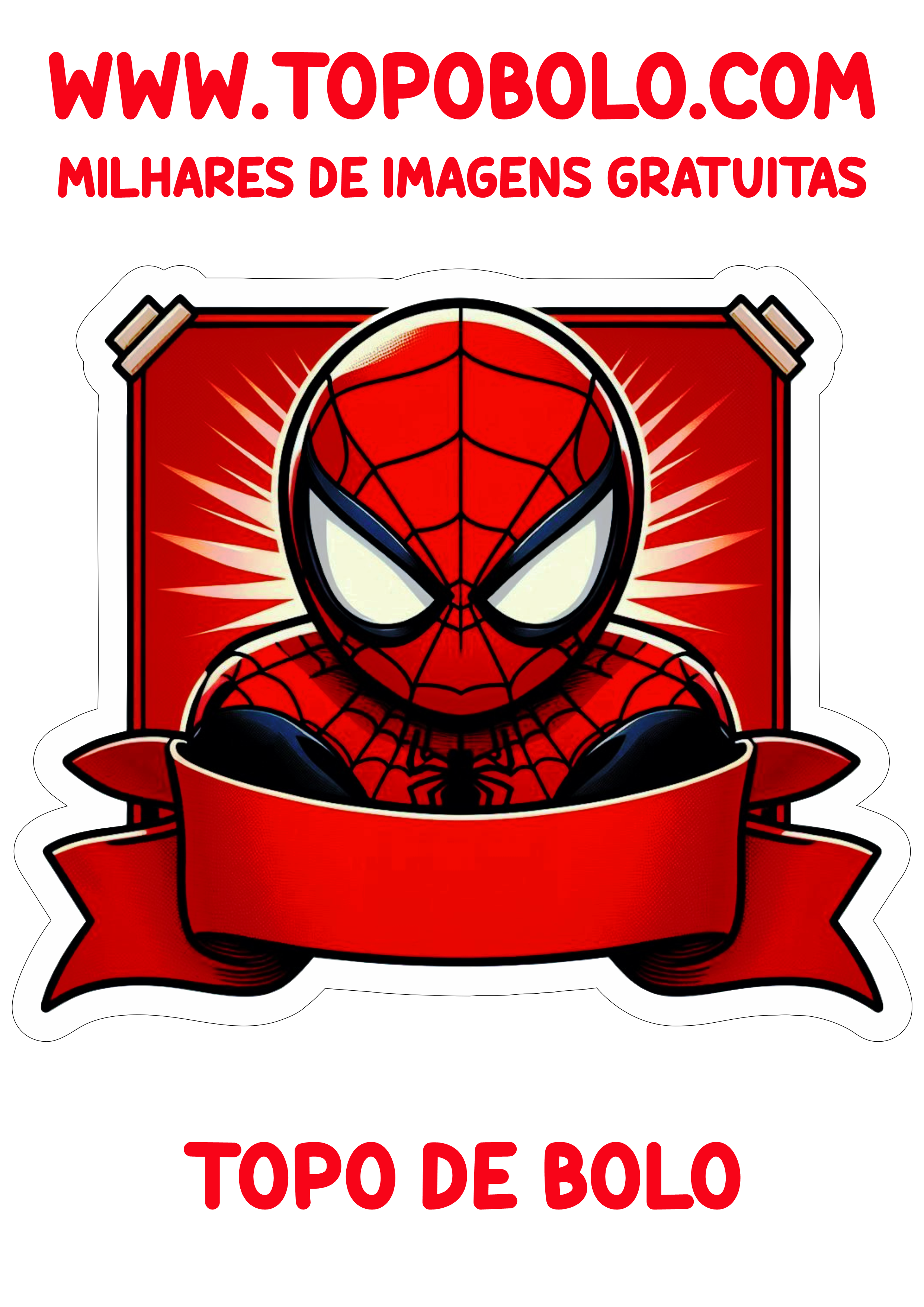 Topo de bolo grátis para aniversário com tema Homem-Aranha Marvel super heróis png