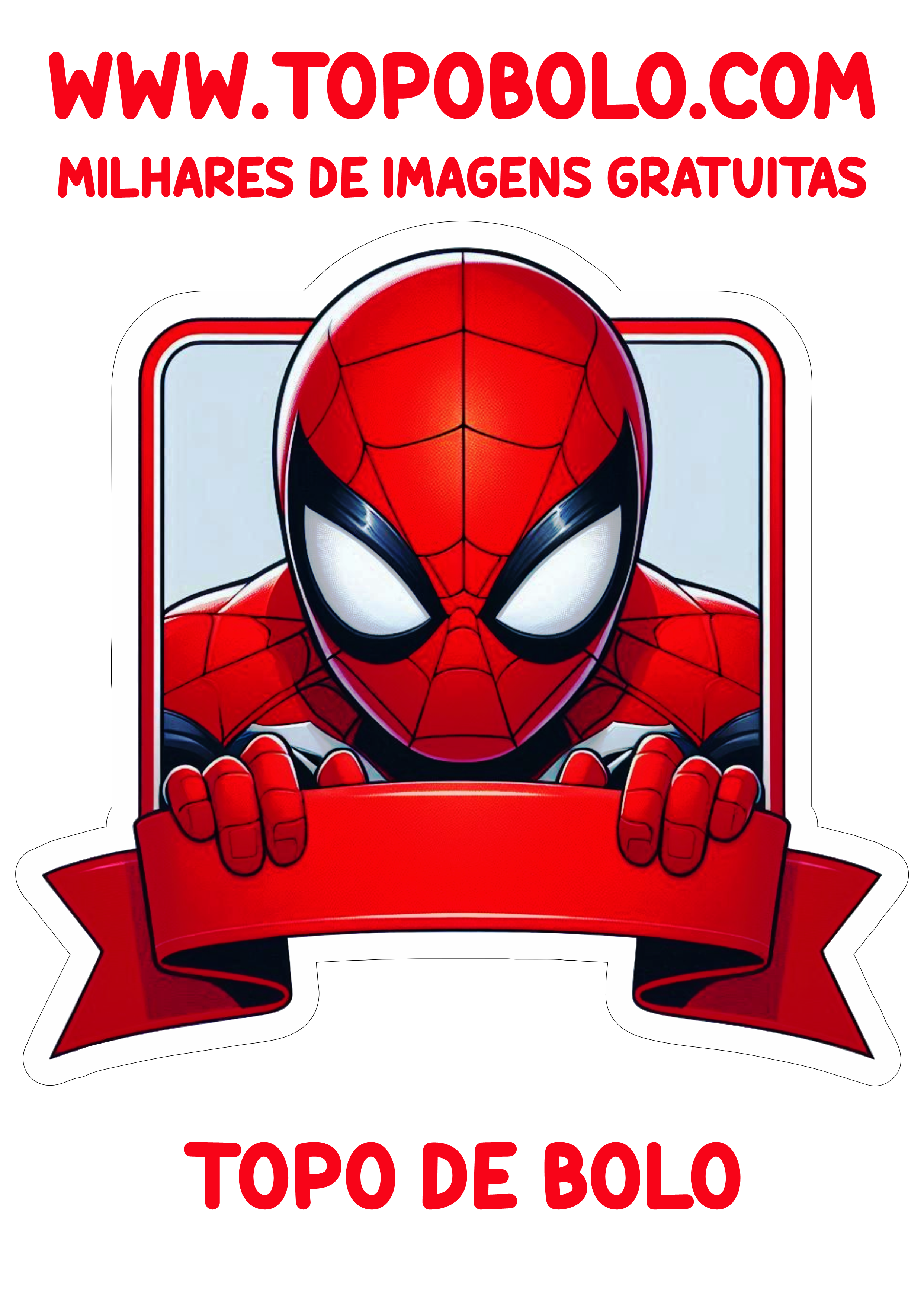 Topo de bolo grátis para aniversário com tema Homem-Aranha Marvel super heróis papelaria png