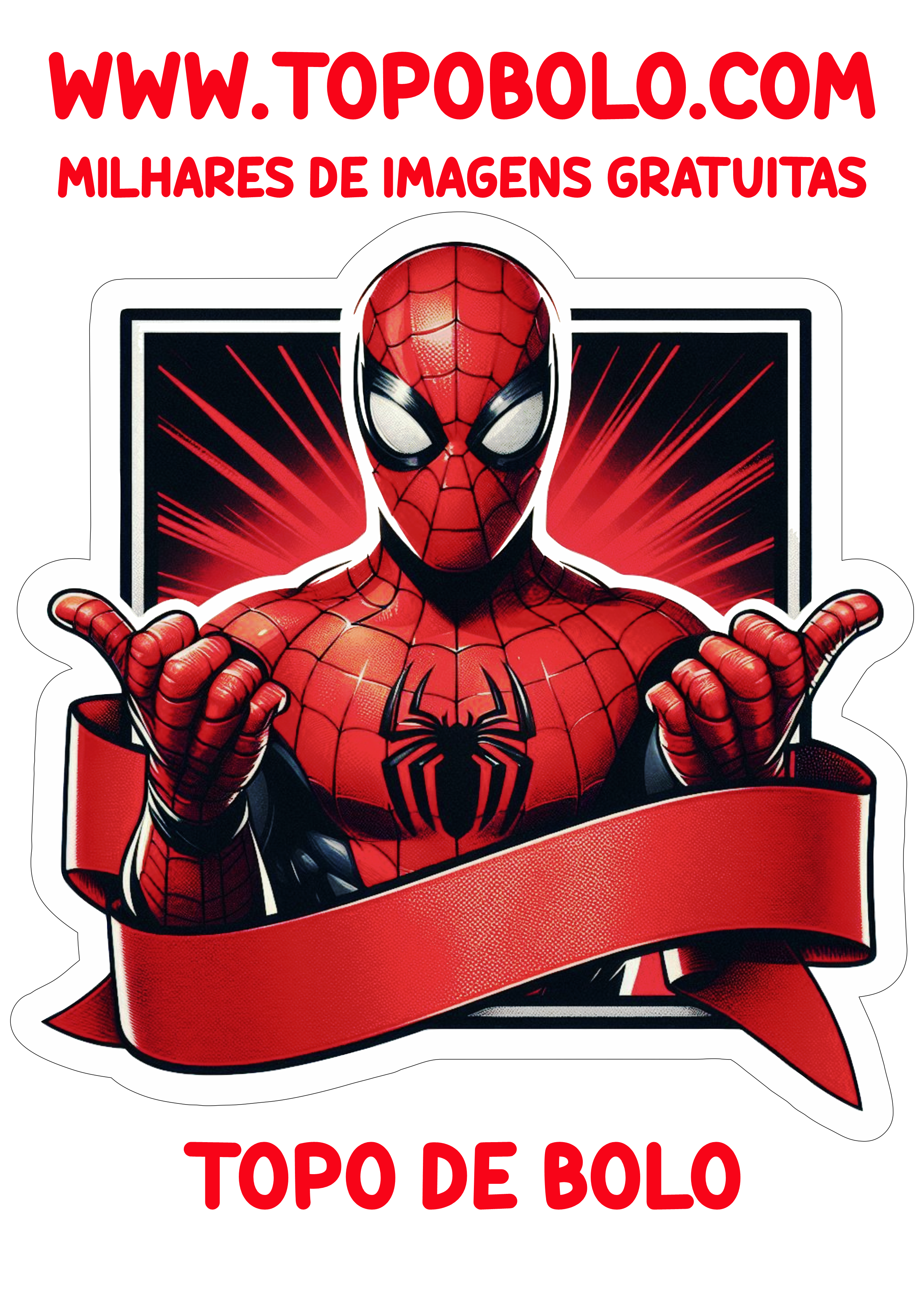 Topo de bolo grátis para aniversário com tema Homem-Aranha Marvel super heróis papelaria criativa png