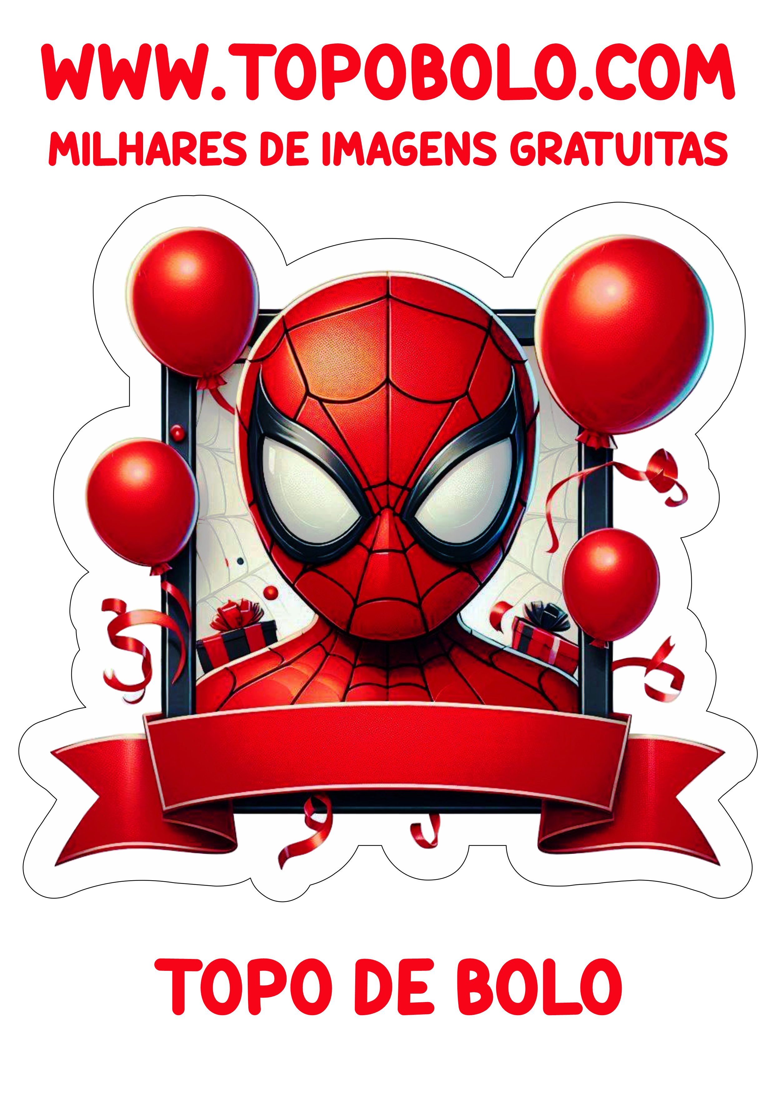 Decoração de aniversário topo de bolo para imprimir com tema do Homem-Aranha png