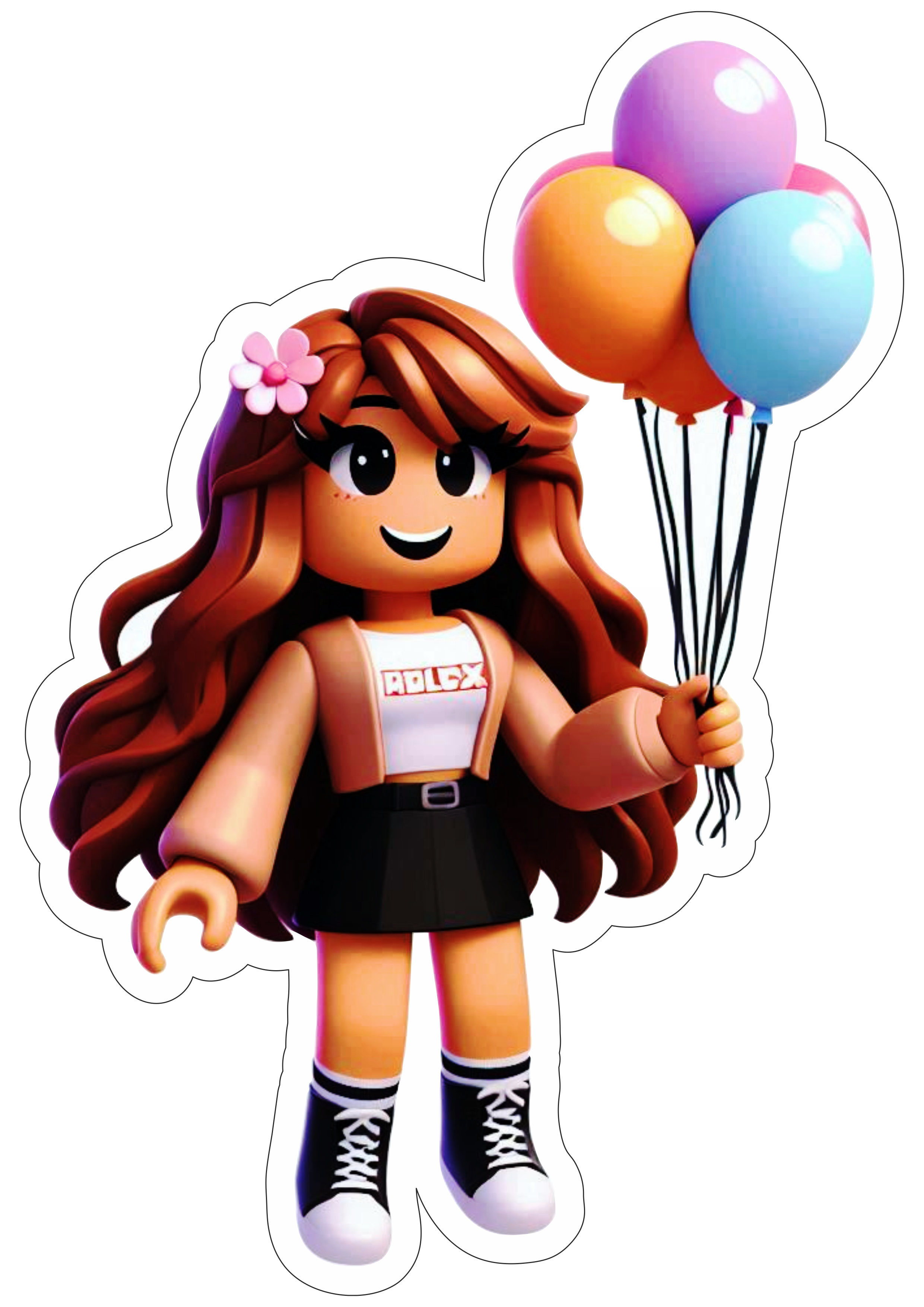 Roblox personagens de games decoração de aniversário menina segurando balões imagem fofinha imagem com contorno png