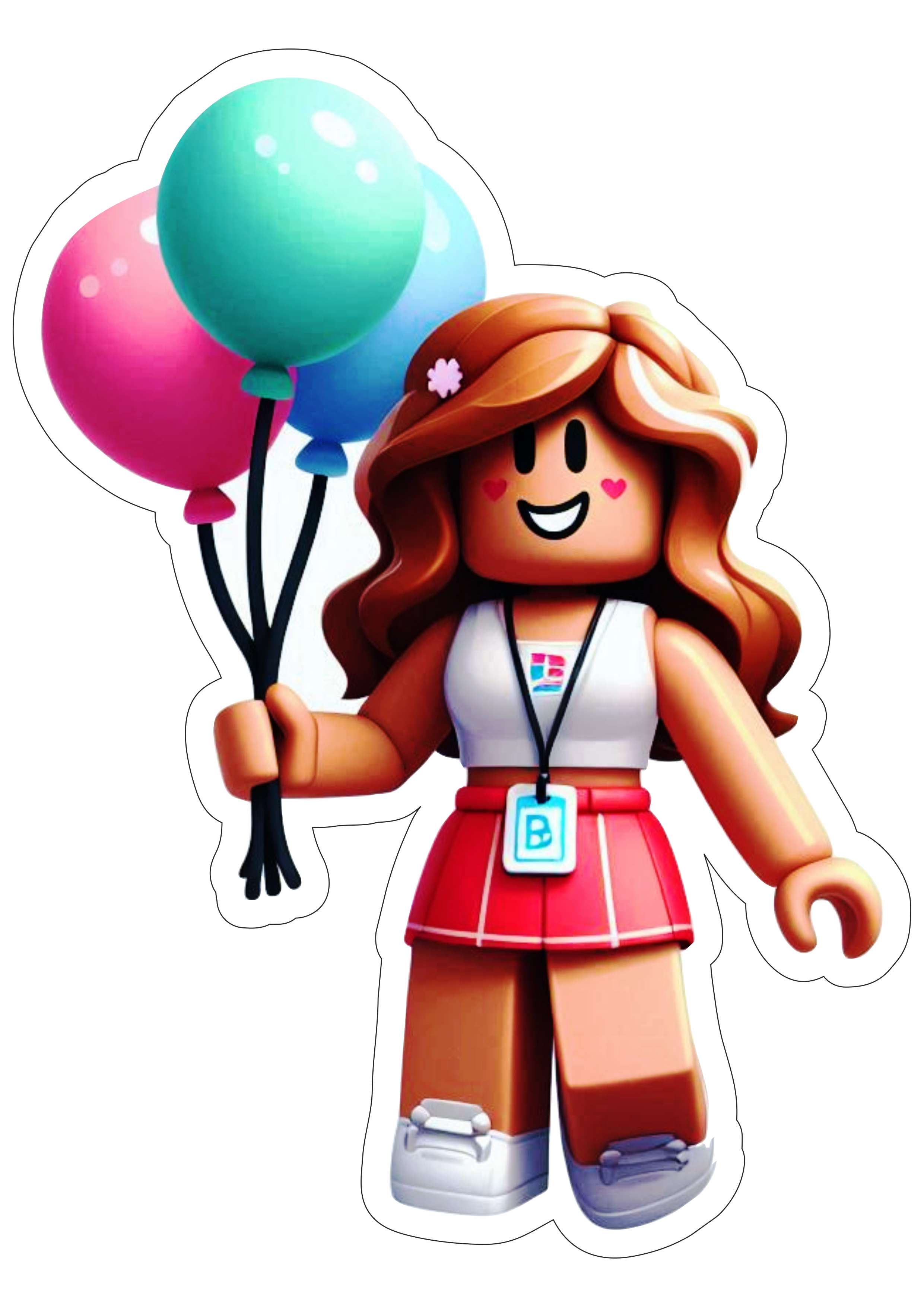 Roblox personagens de games decoração de aniversário menina segurando balões imagem fofinha imagem com contorno free png