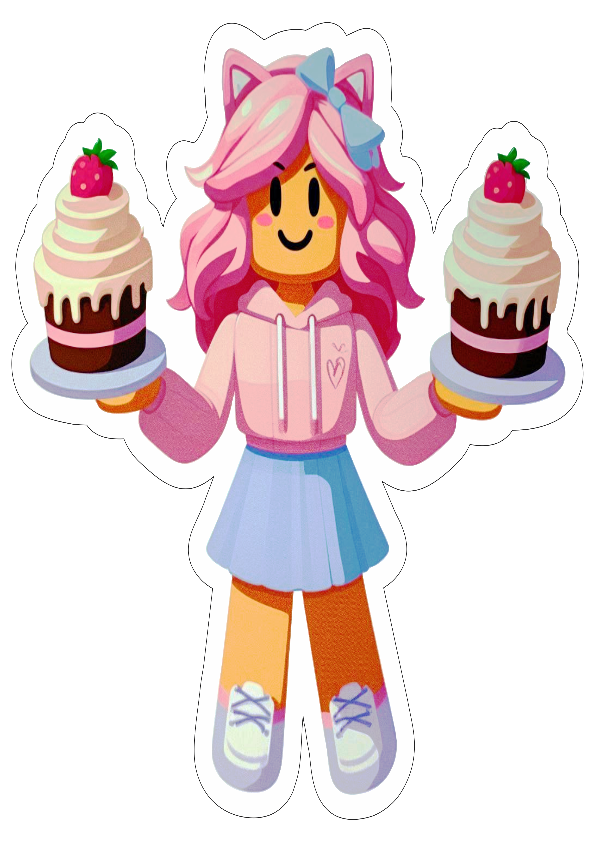 Roblox menina personagens de games decoração de aniversário bolo cake jogo infantil bonequinha festa personalizada png