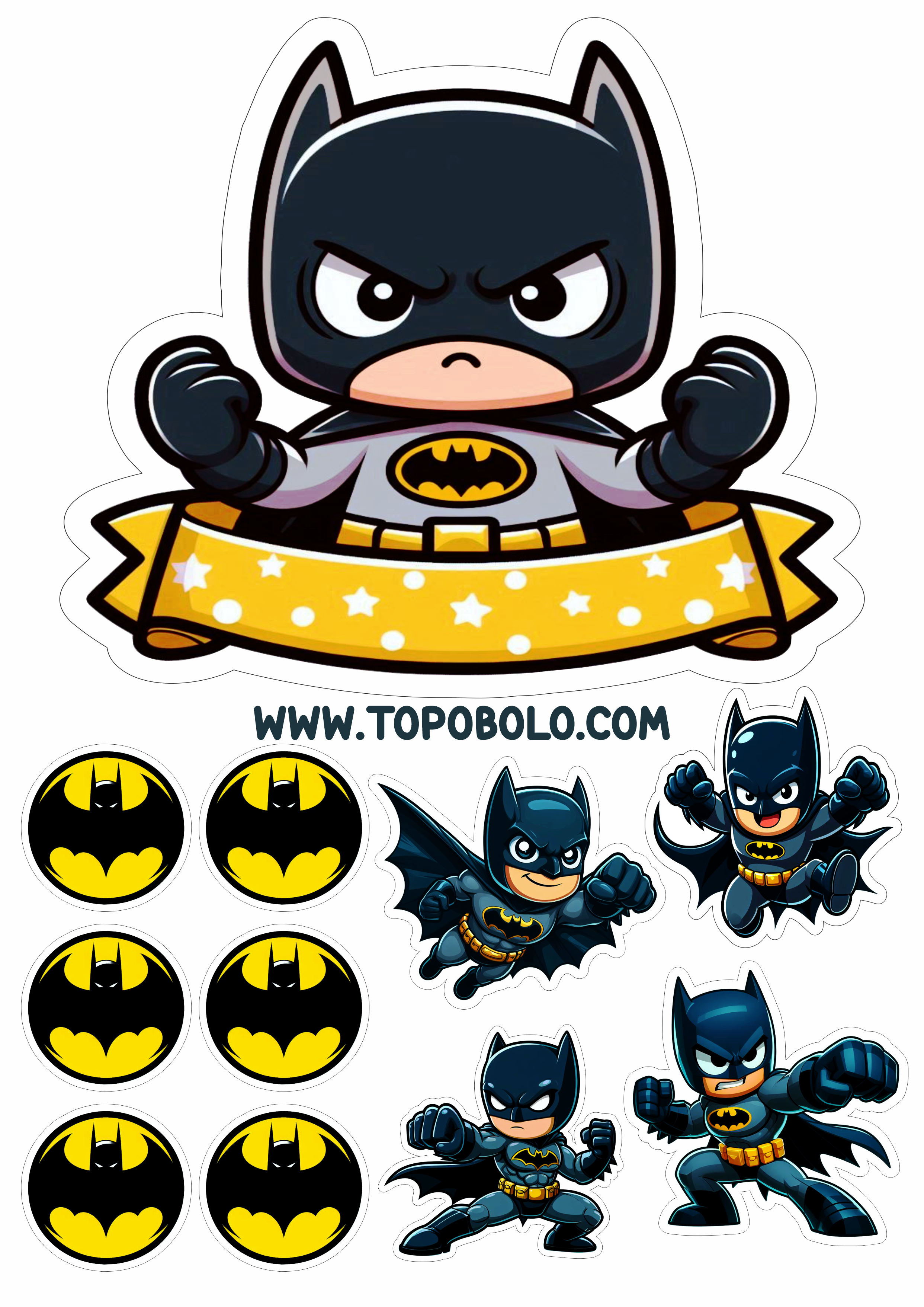 Topo de bolo Batman festa de aniversário infantil png artes gráficas desenho infantil super herói