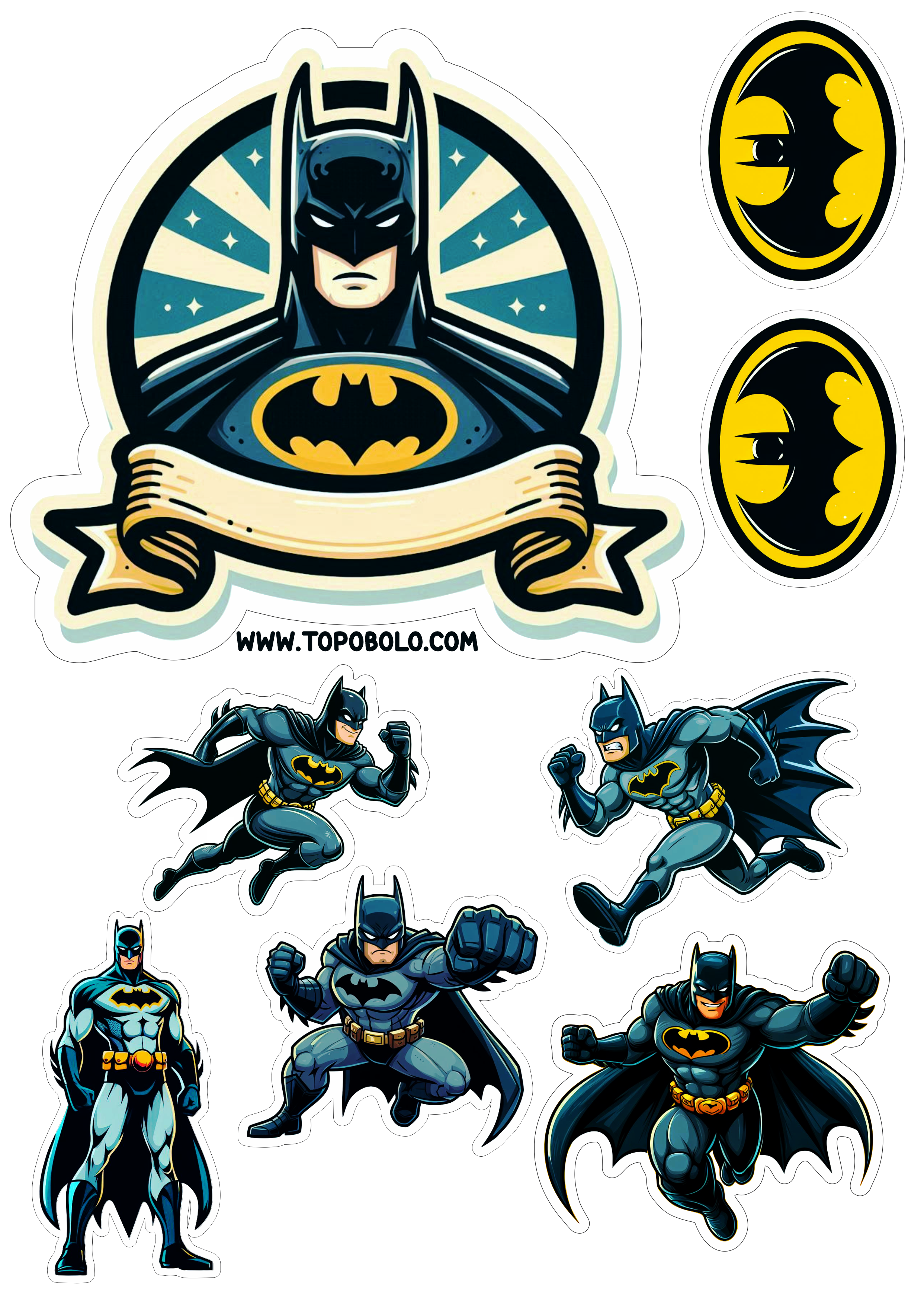 Topo de bolo para imprimir Batman festa de aniversário com tema de super herói dc comics png