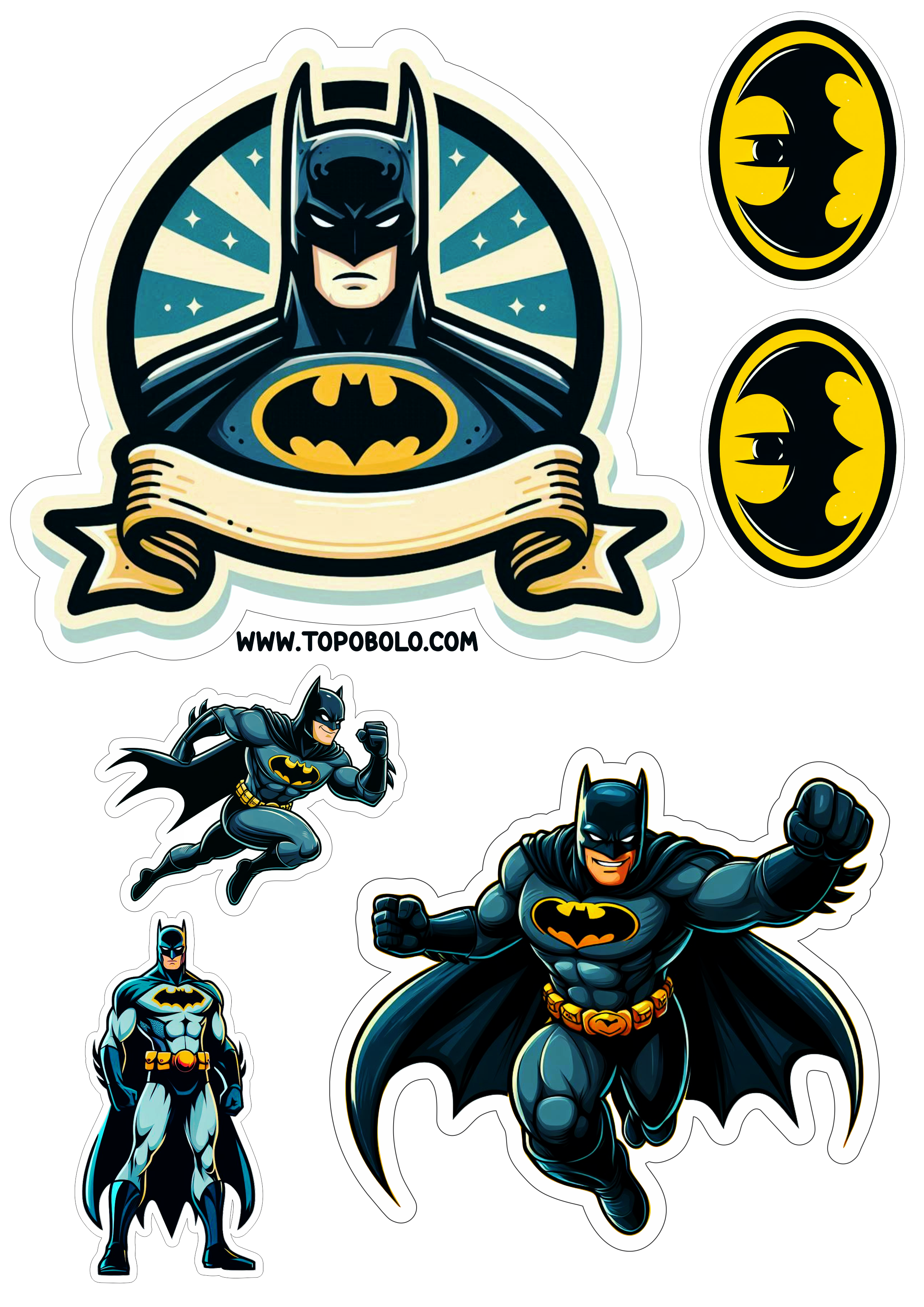 Topo de bolo para imprimir Batman festa de aniversário com tema de super herói dc comics png