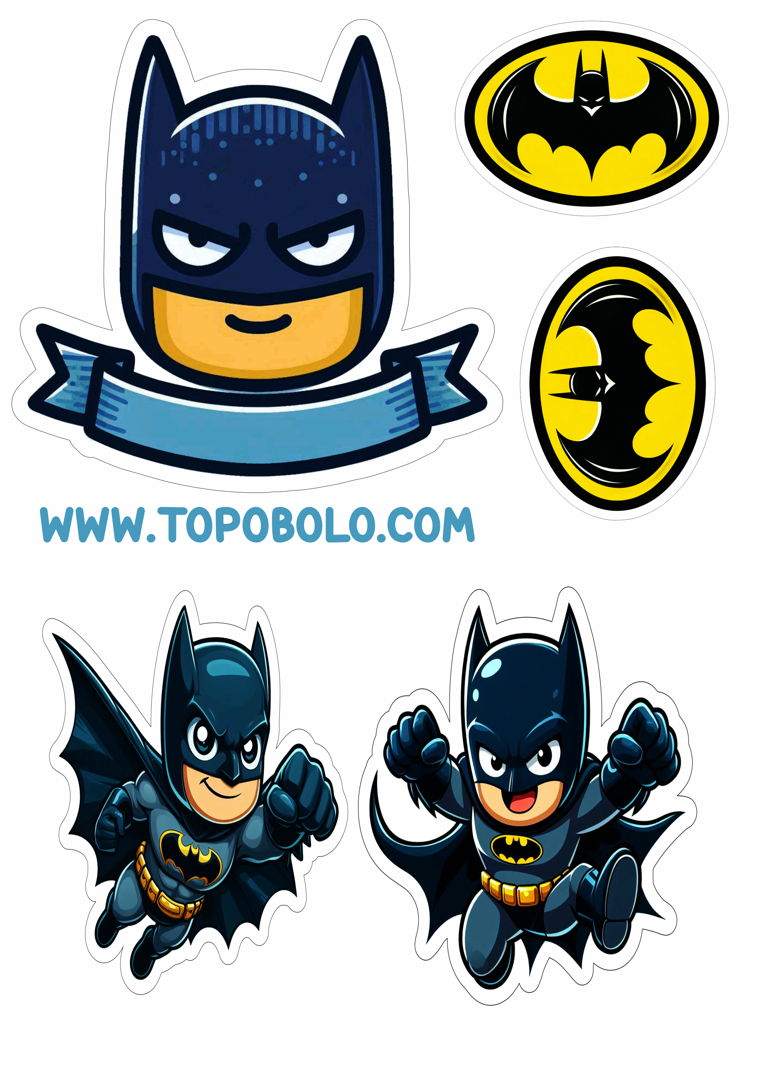 Topo de bolo aniversário infantil Batman papelaria criativa super herói png