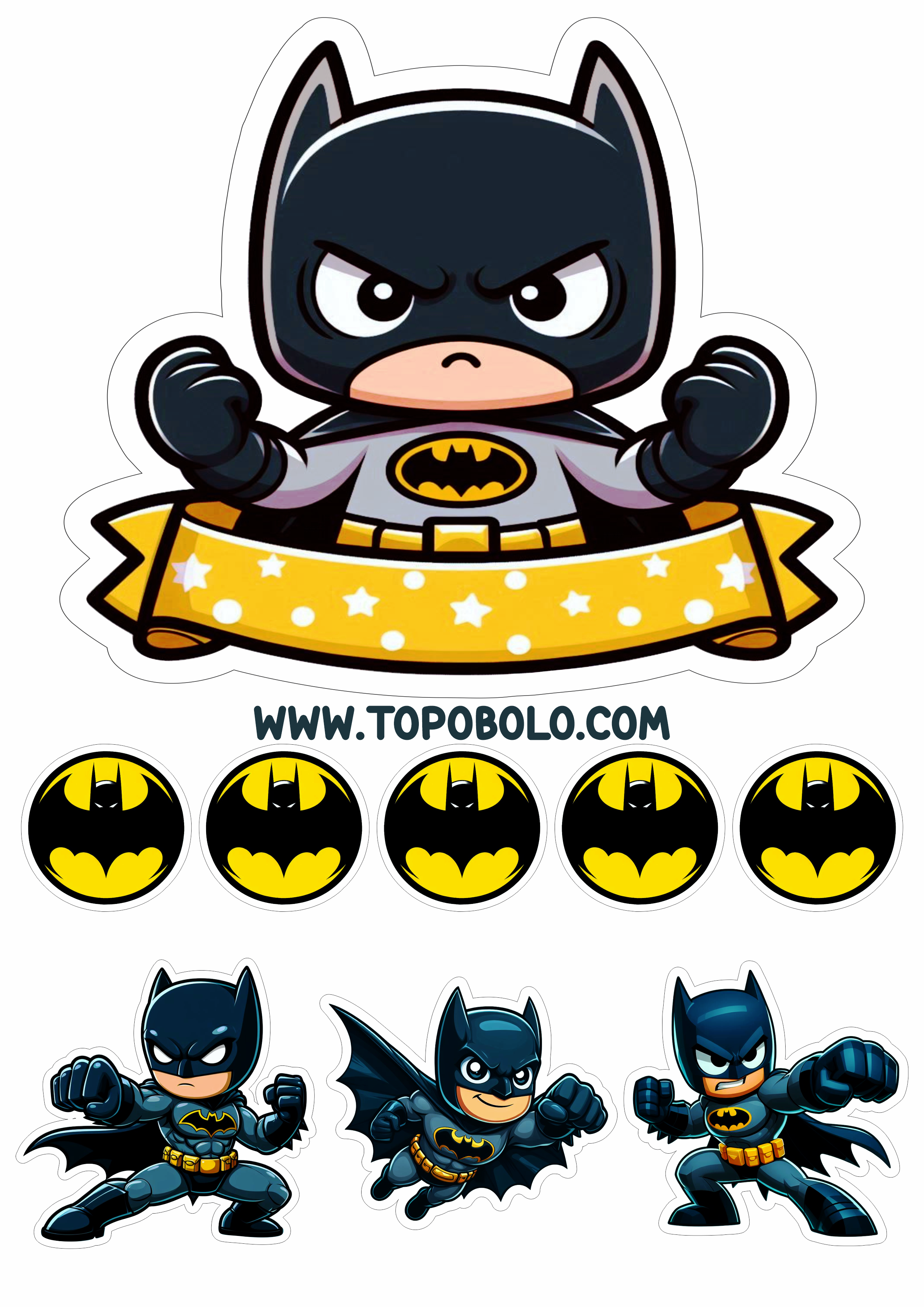 Topo de bolo Batman festa de aniversário infantil png artes gráficas desenho infantil