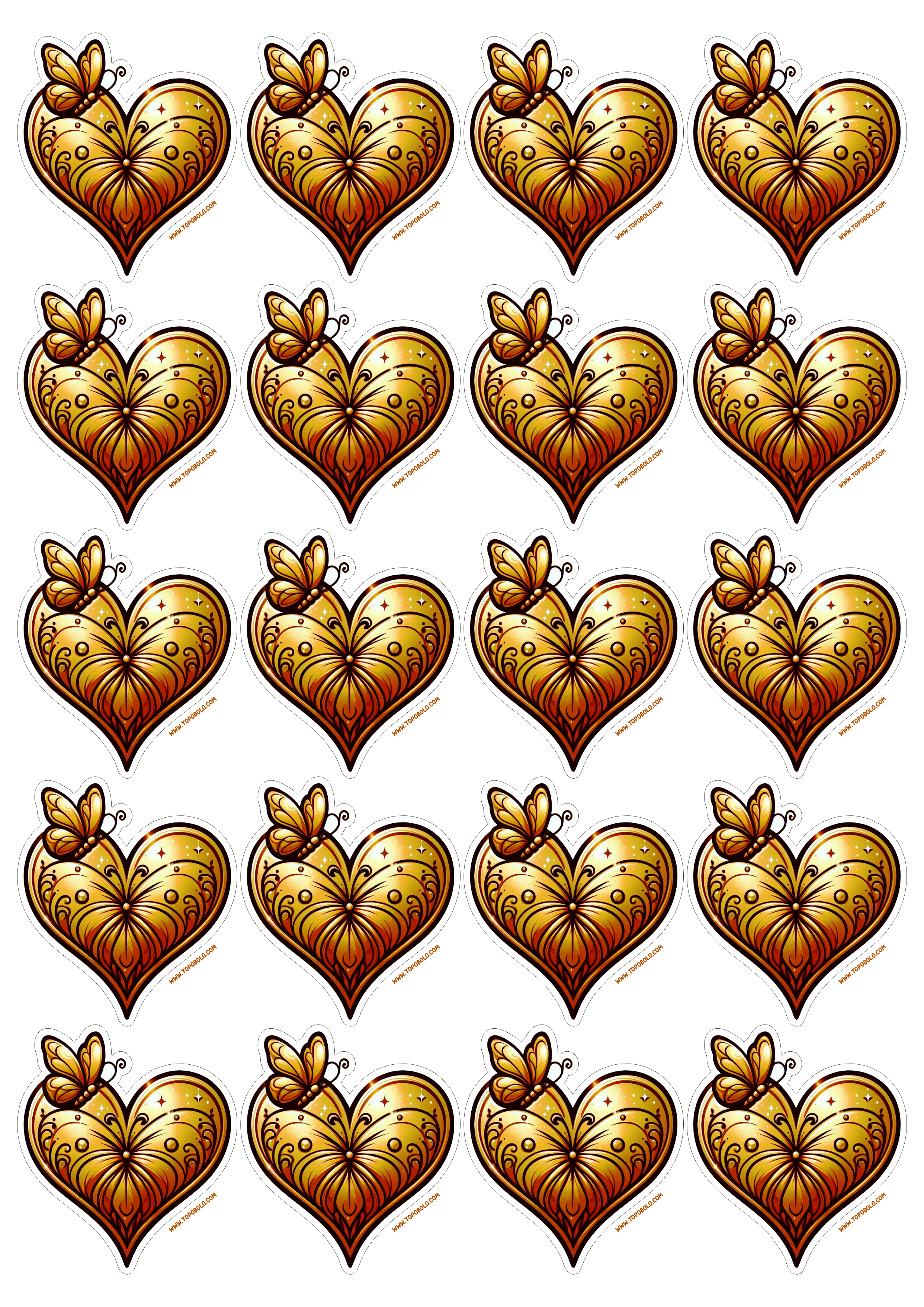 Coração dourado png decoração com borboleta adesivos para imprimir e decorar sua festa de aniversário dourado 20 imagens free download